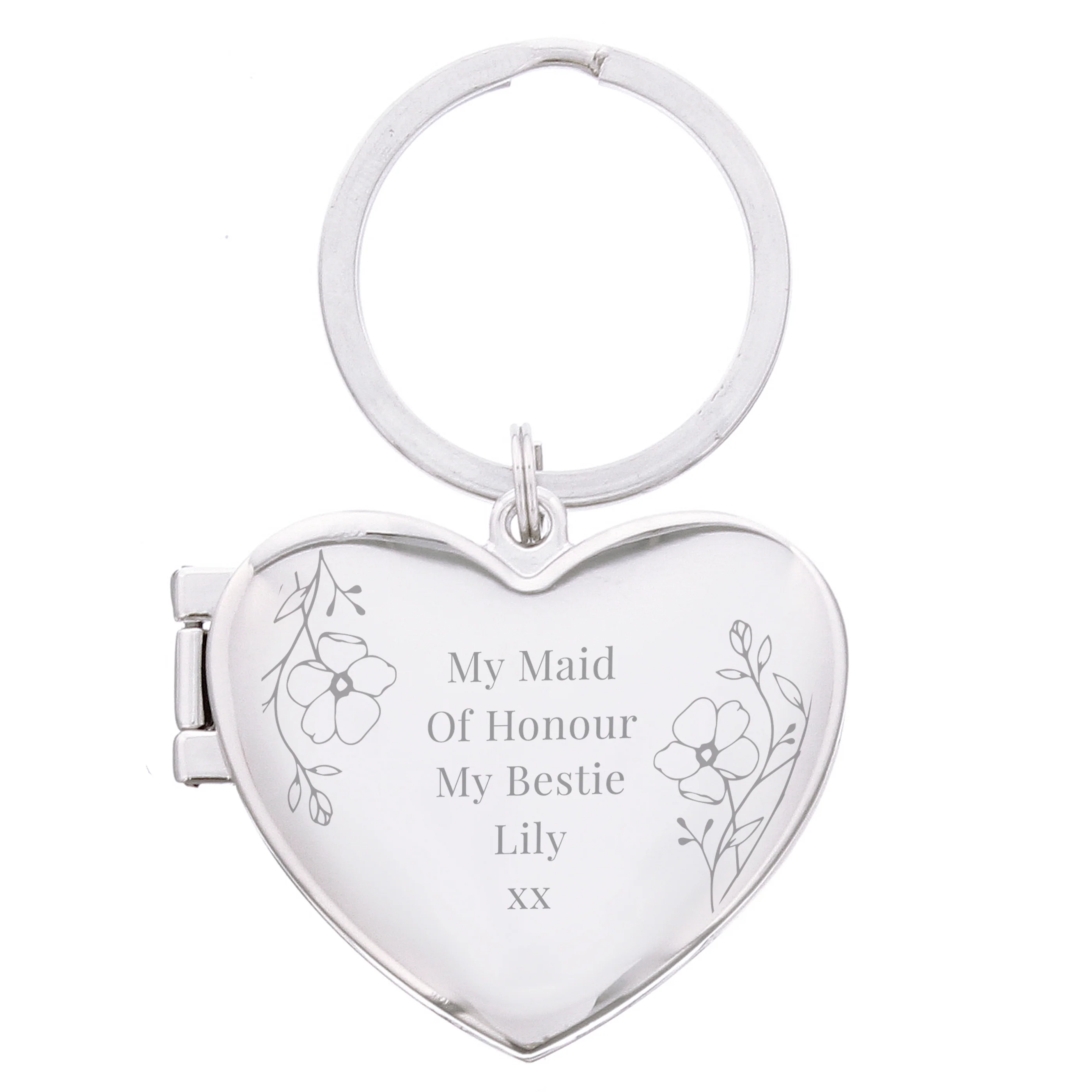 Personalised Floral Heart Photo Frame Keyring - Image 5