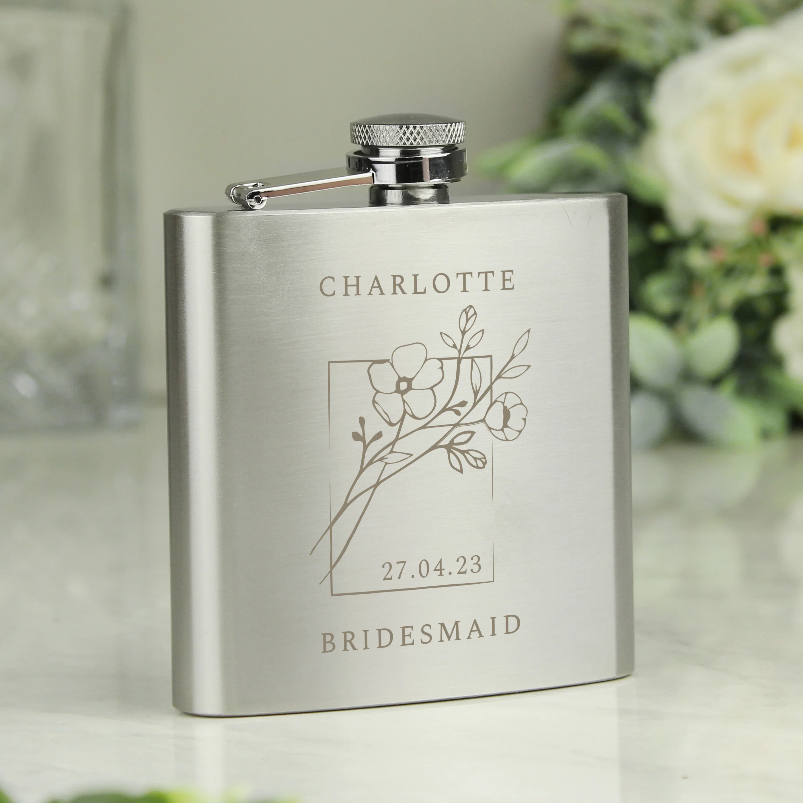 Personalised Floral Hip Flask - Image 3