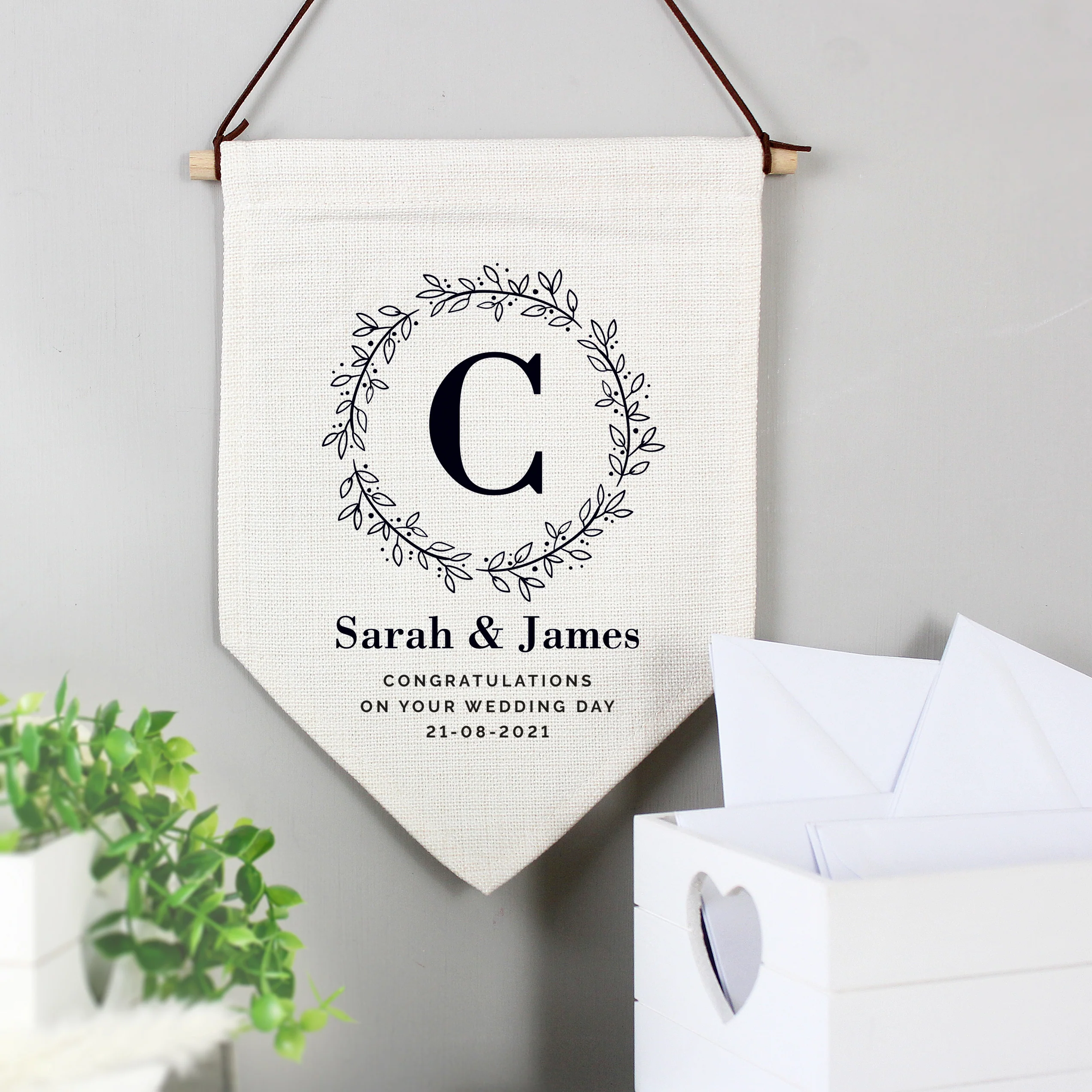 Personalised Floral Leaf Hanging Banner - Image 3