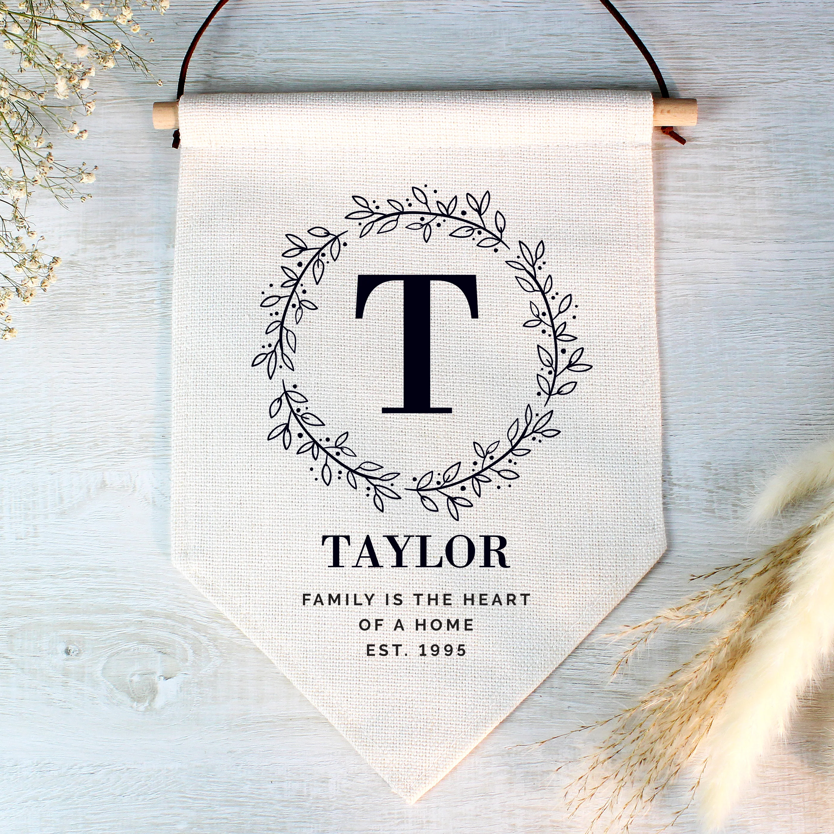 Personalised Floral Leaf Hanging Banner - Image 4