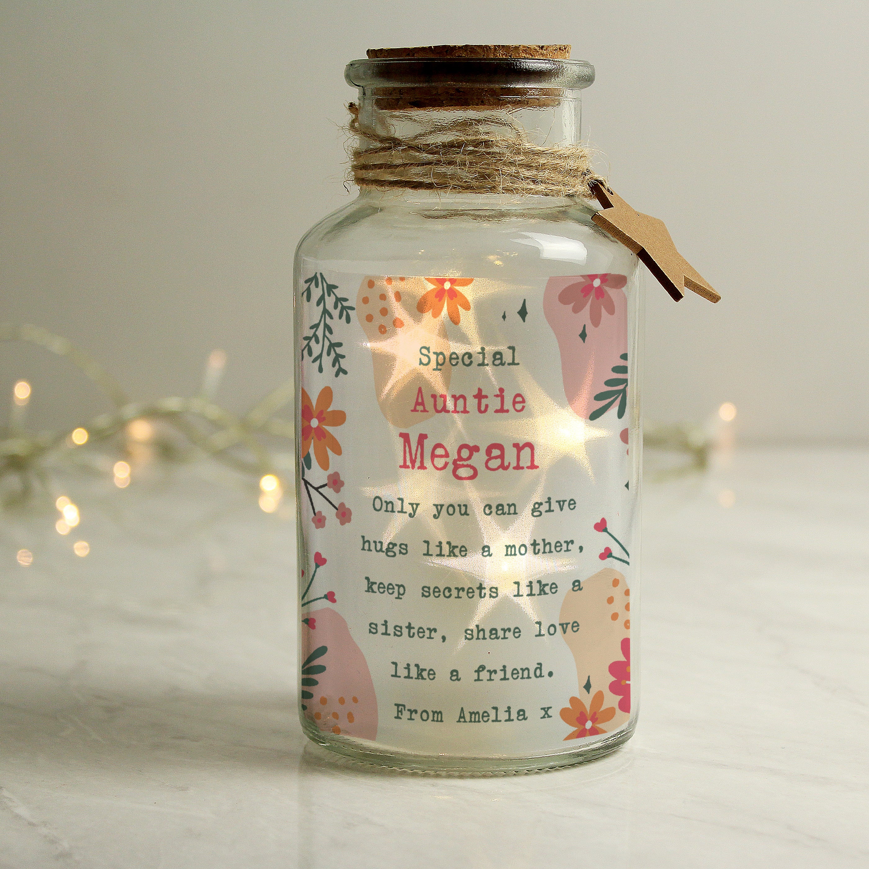 Personalised Floral LED Glass Jar - Image 6