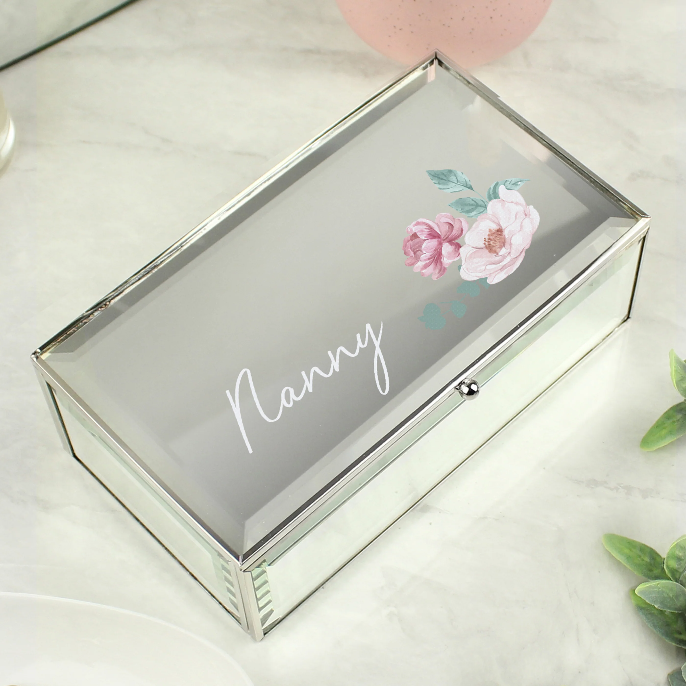 Personalised Floral Mirrored Jewellery Box - Image 4