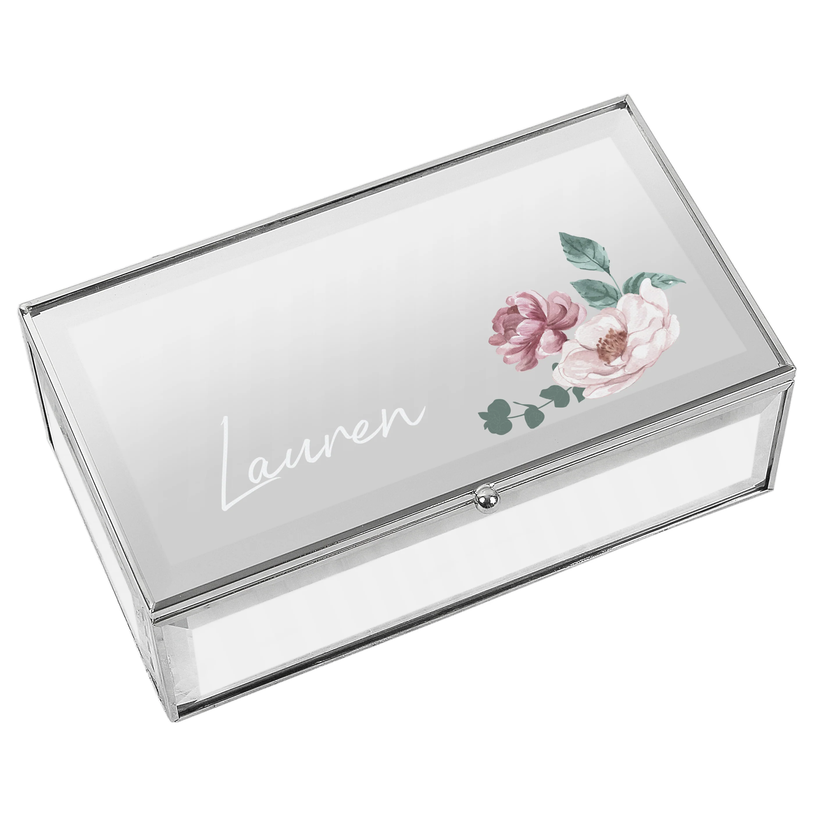 Personalised Floral Mirrored Jewellery Box - Image 5