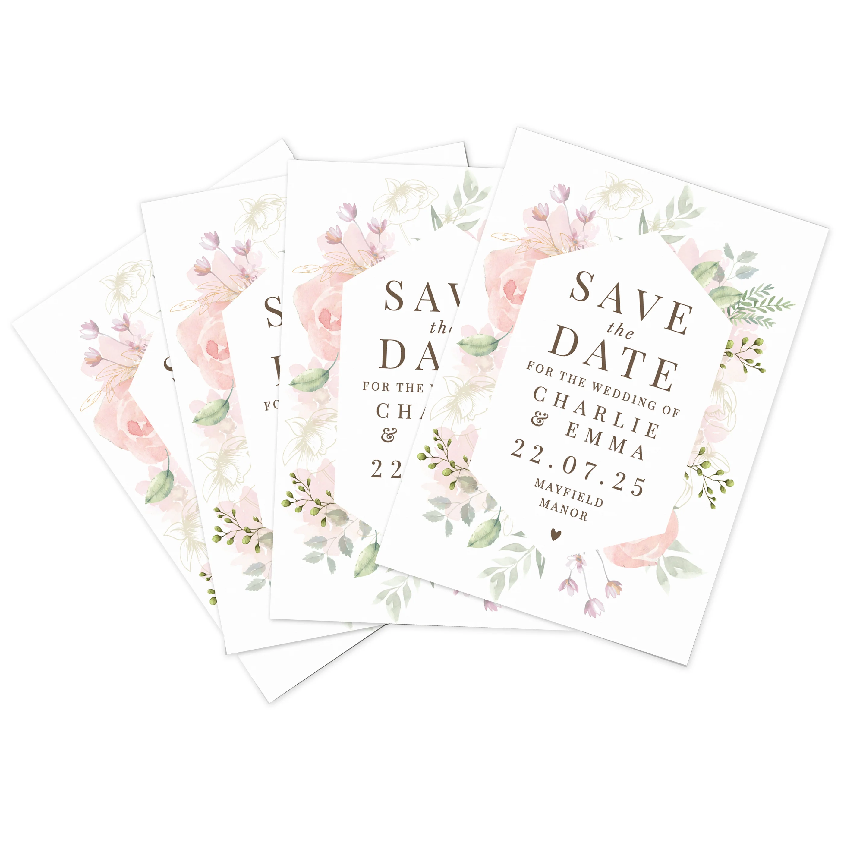 Personalised Floral Wedding Save the Dates Pack of 36 - Image 5