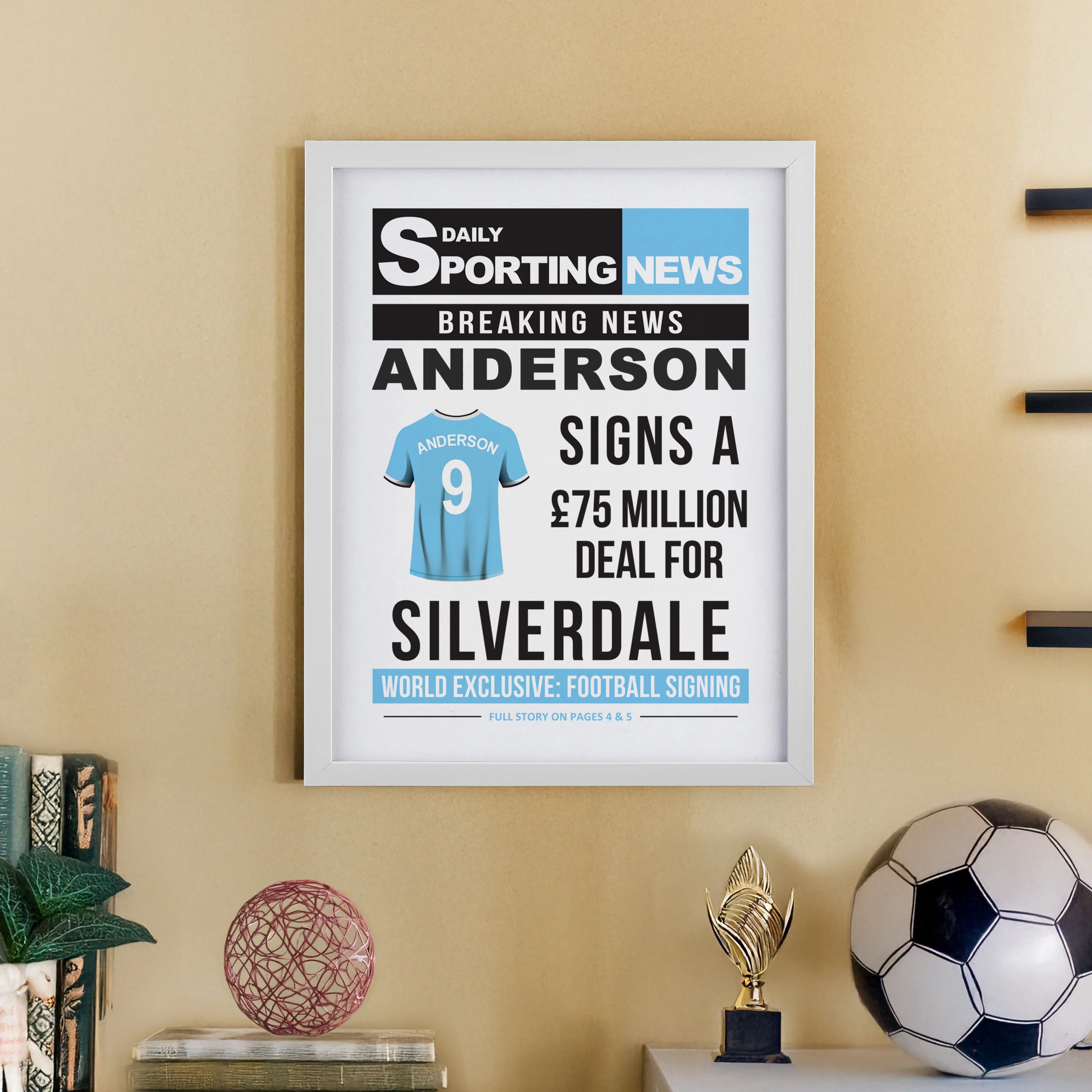 Personalised Football News White Poster Frame - Image 3