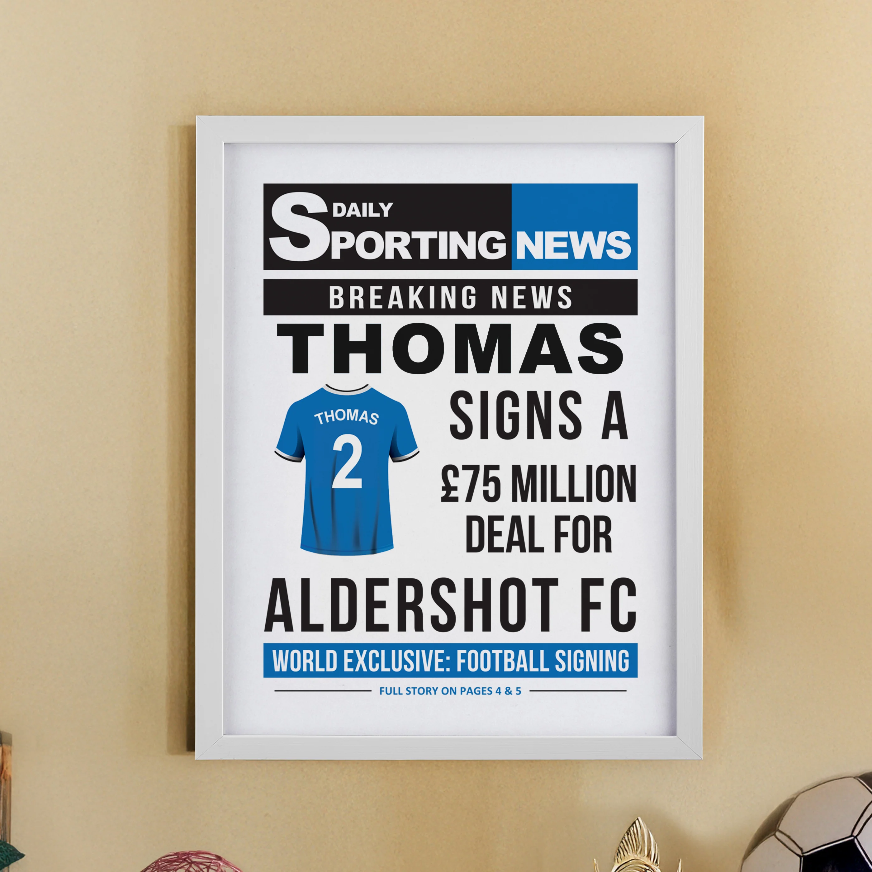 Personalised Football News White Poster Frame - Image 4
