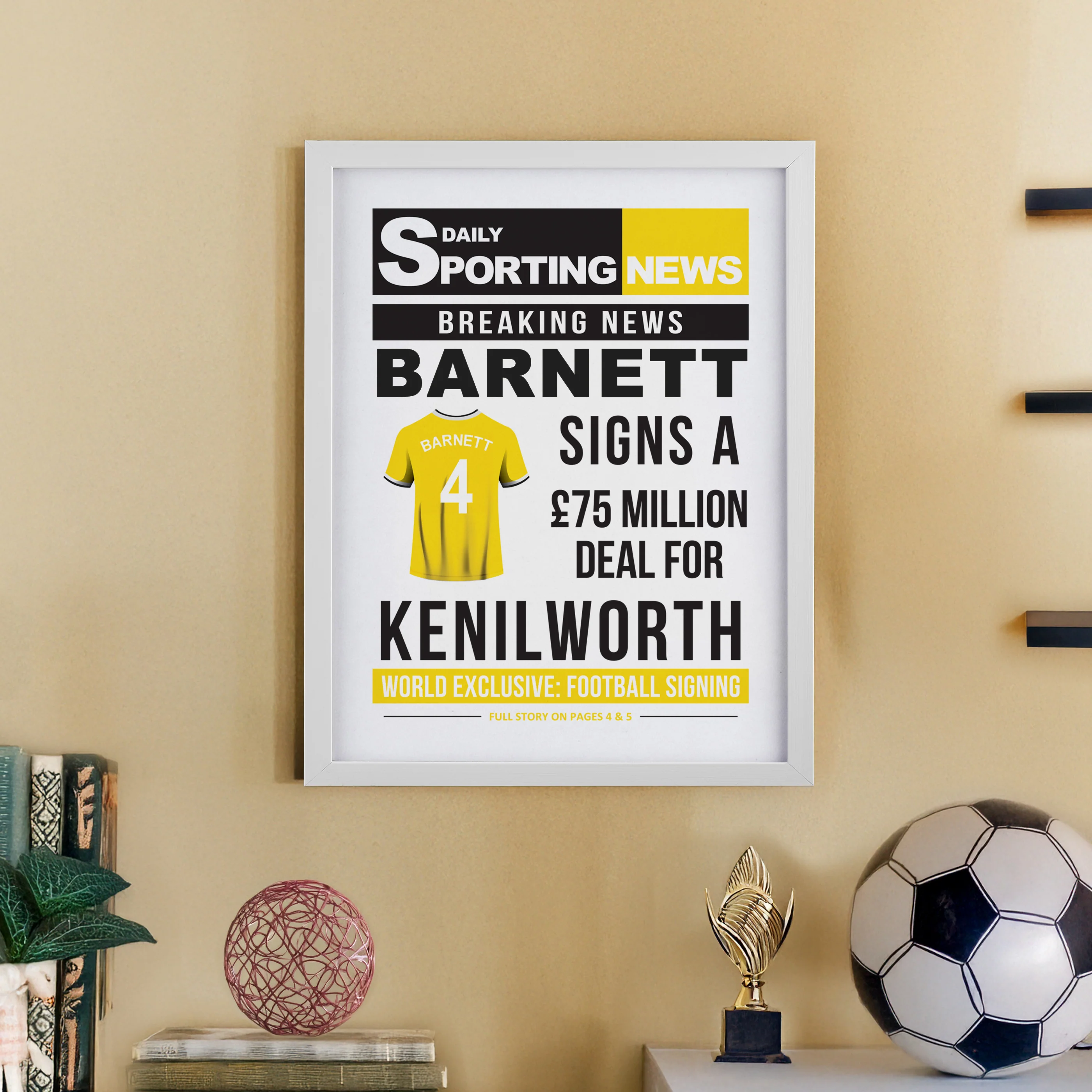 Personalised Football News White Poster Frame - Image 6