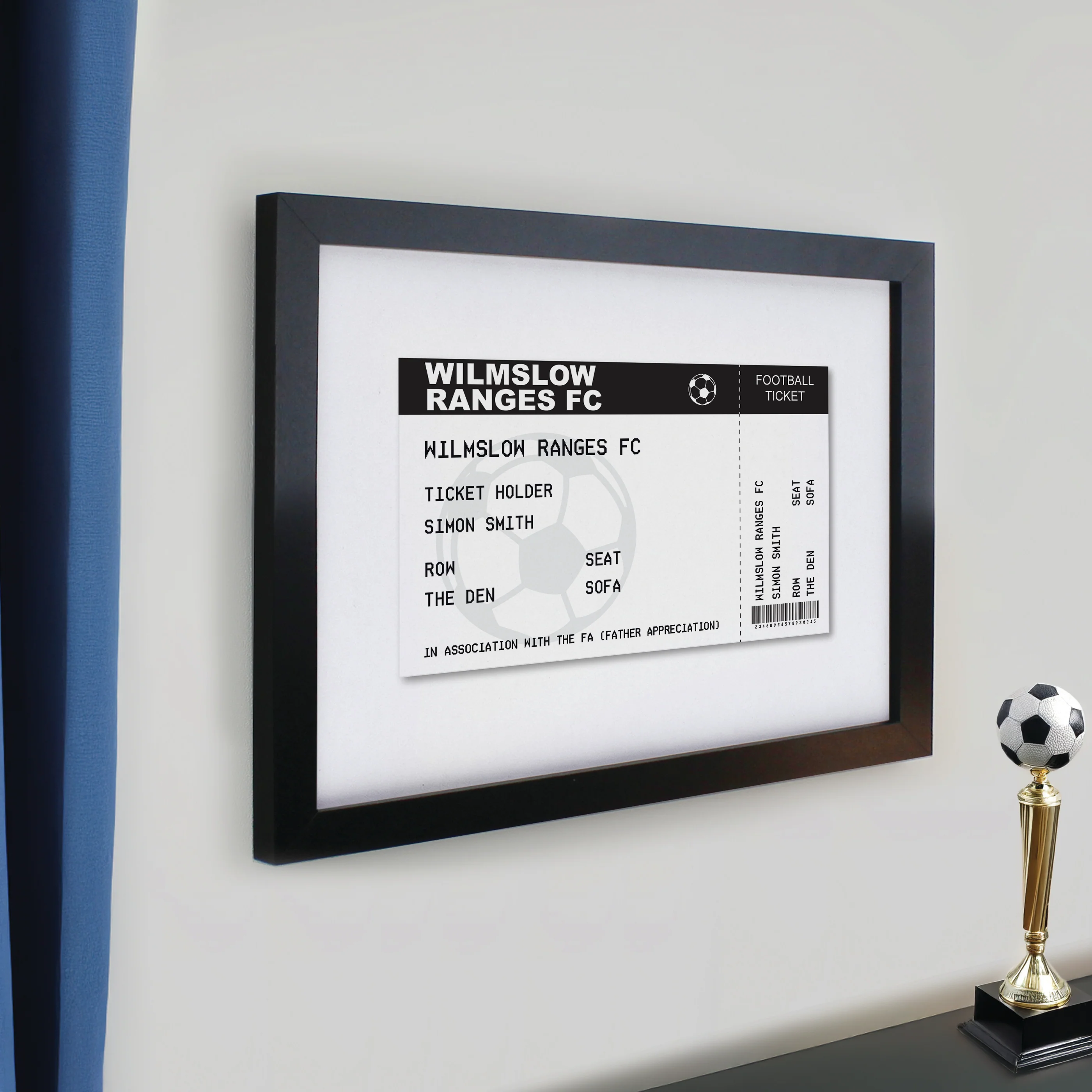 Personalised Football Ticket Black Poster Frame - Image 2