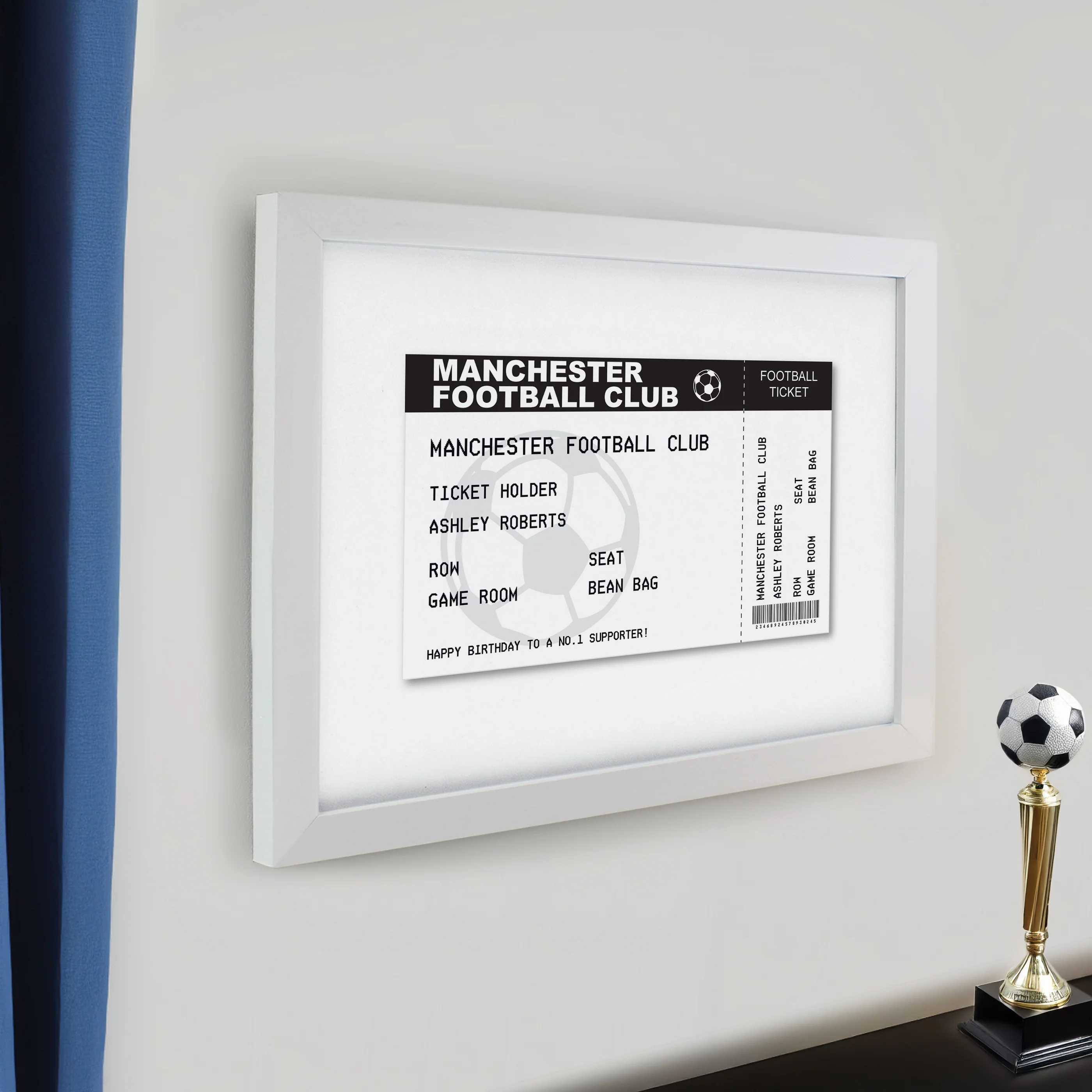 Personalised Football Ticket White poster Frame - Image 2