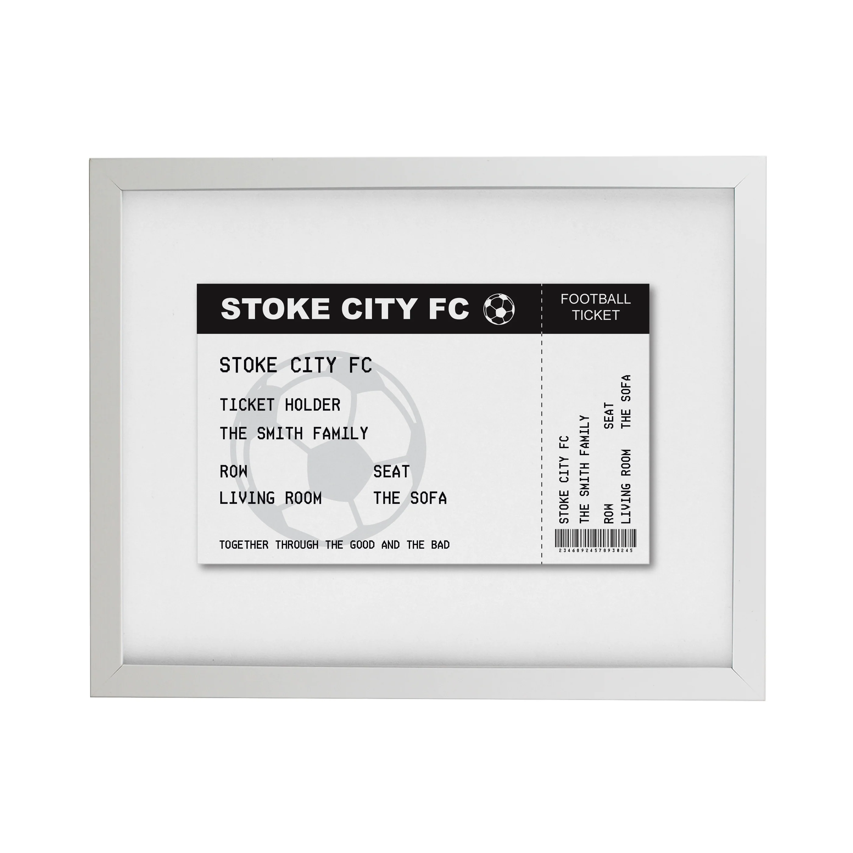 Personalised Football Ticket White poster Frame - Image 3