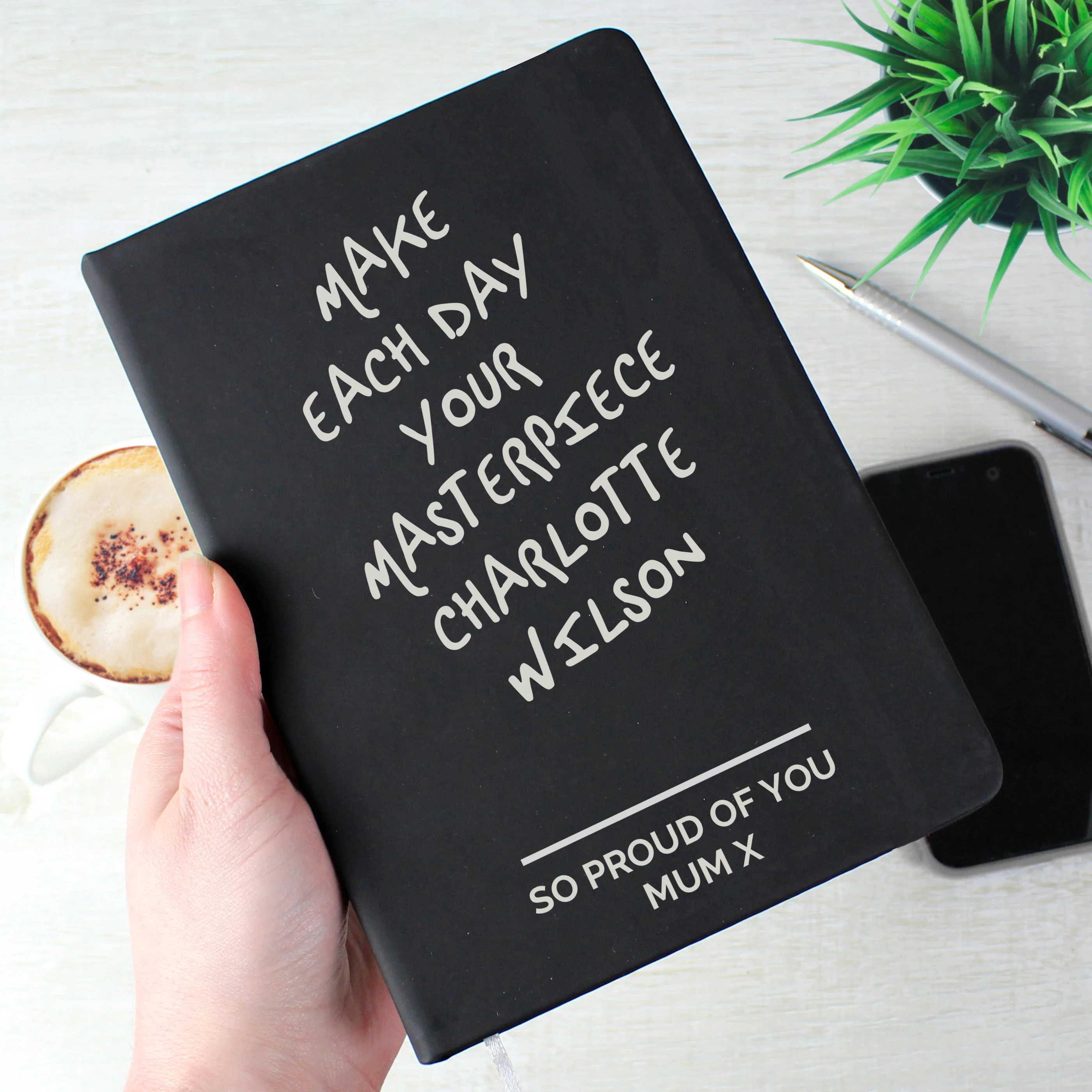 Personalised Free Text Black Hardback Notebook - Image 4