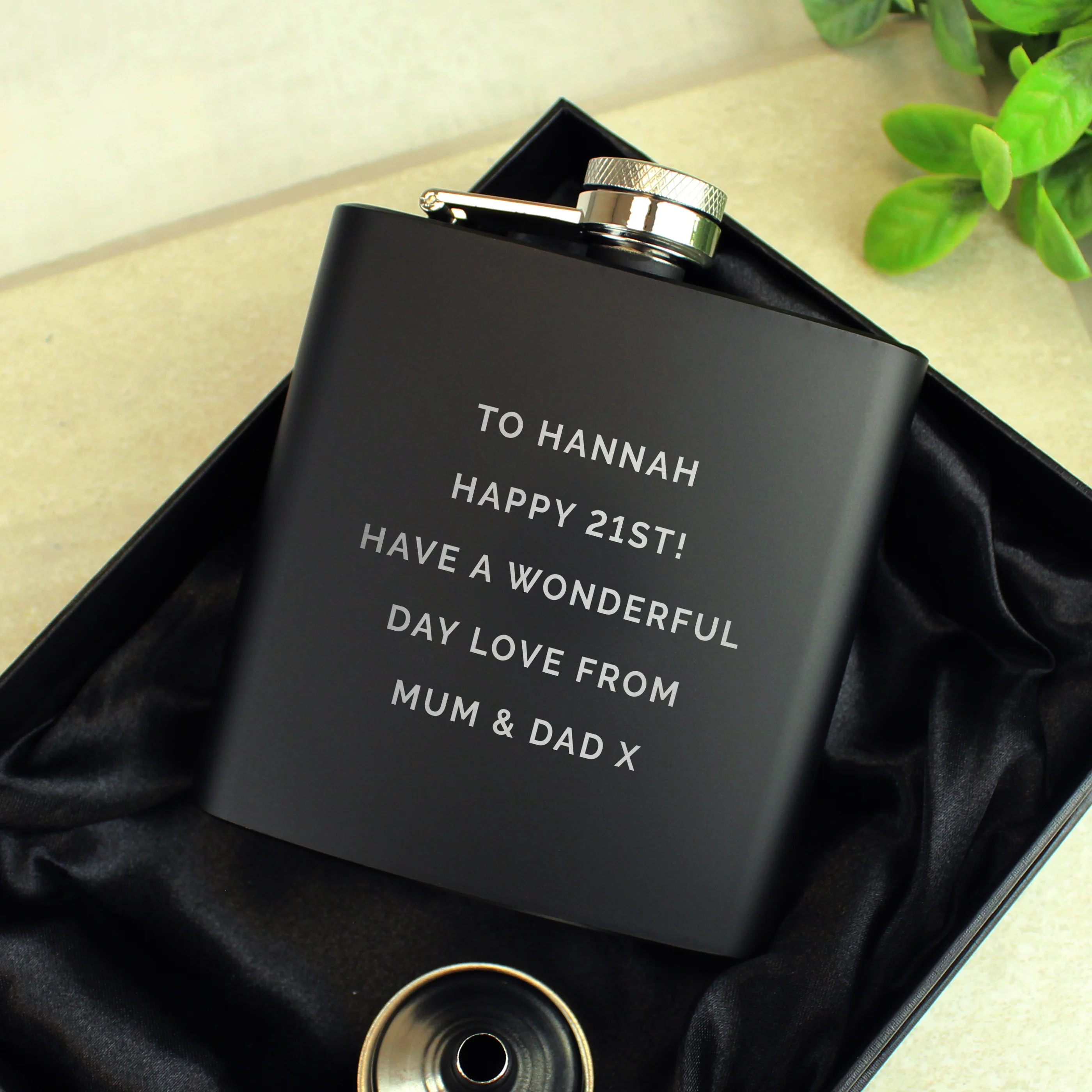 Personalised Free Text Black Hip Flask - Image 10