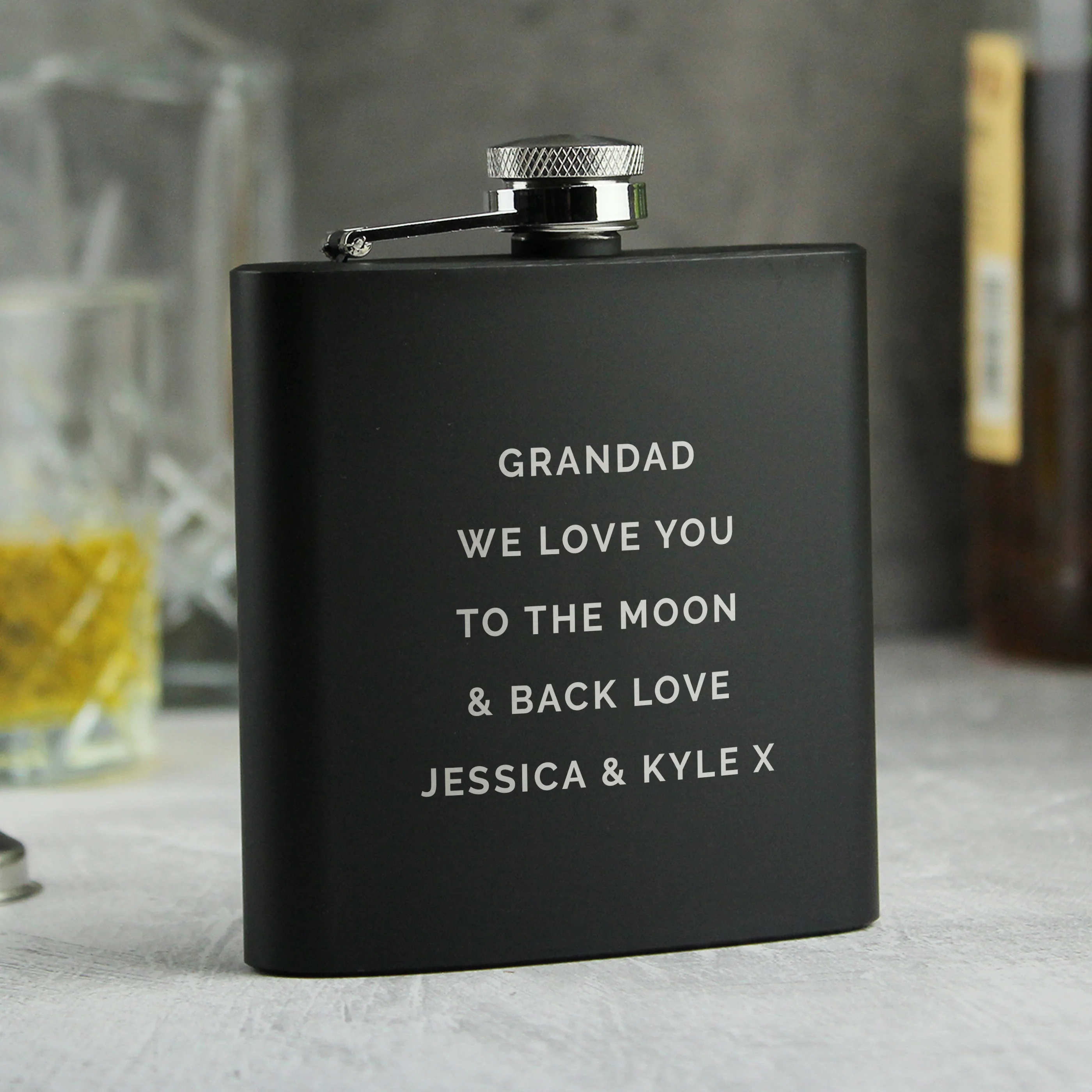 Personalised Free Text Black Hip Flask - Image 7