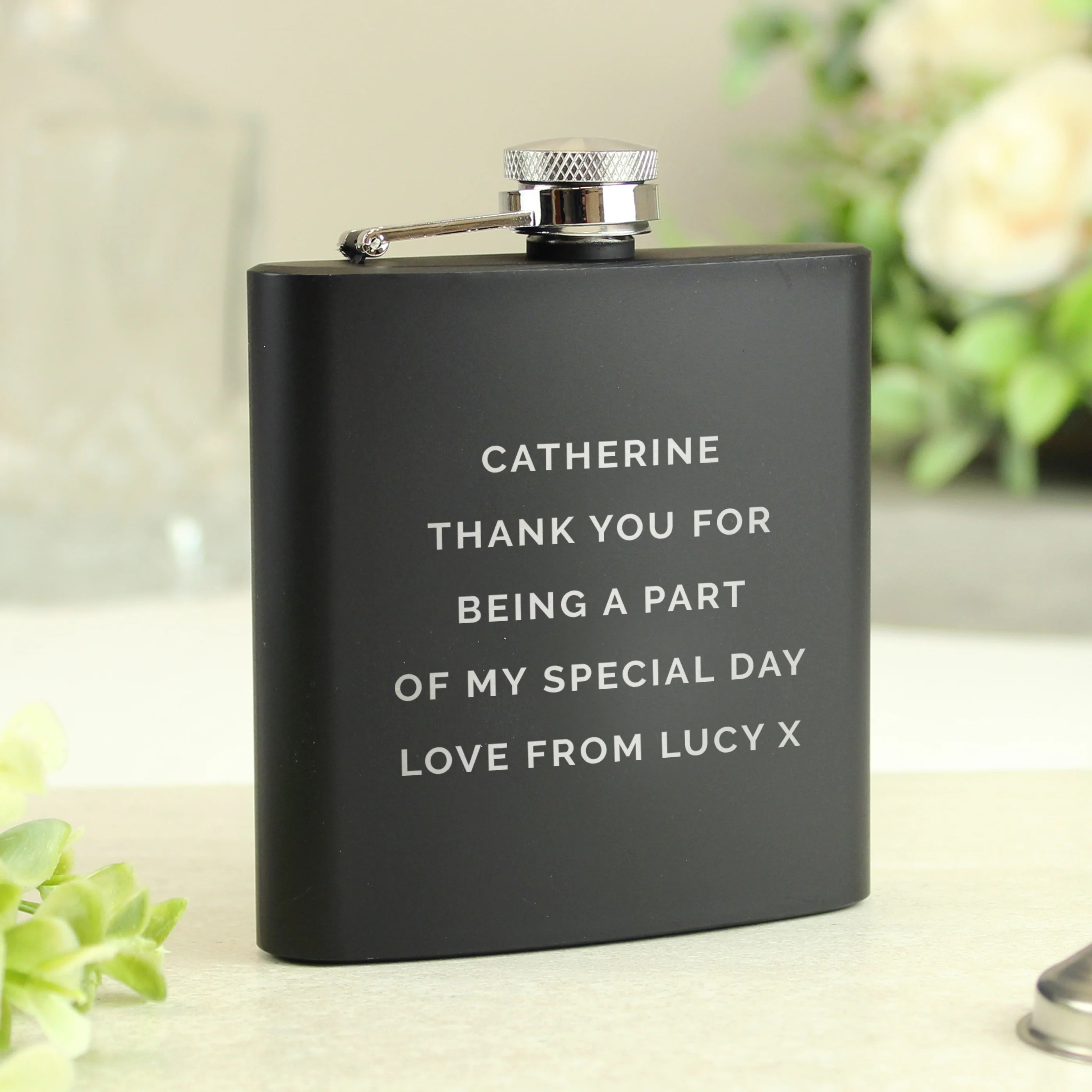 Personalised Free Text Black Hip Flask - Image 8