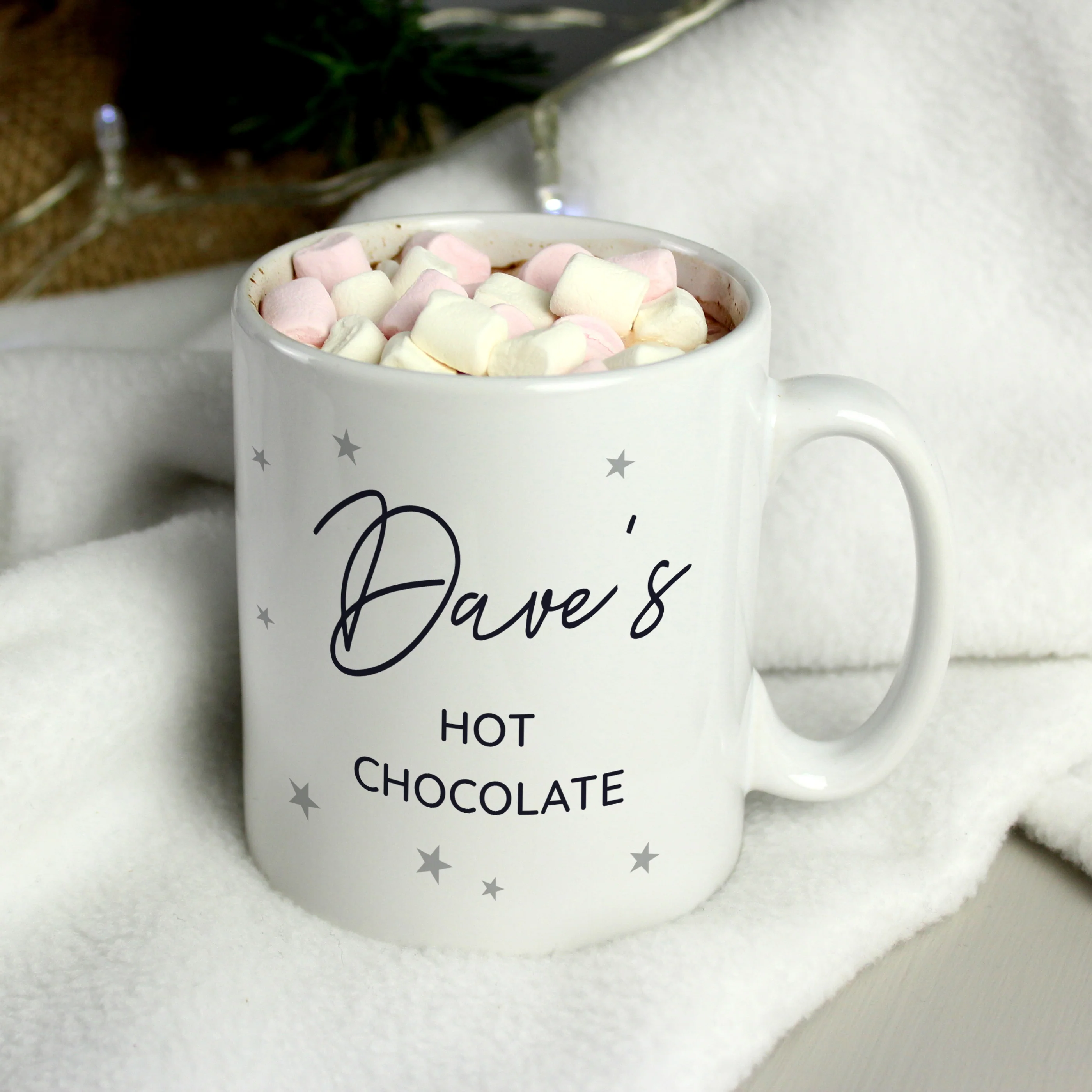 Personalised Free Text Little Grey Stars Mug - Image 3