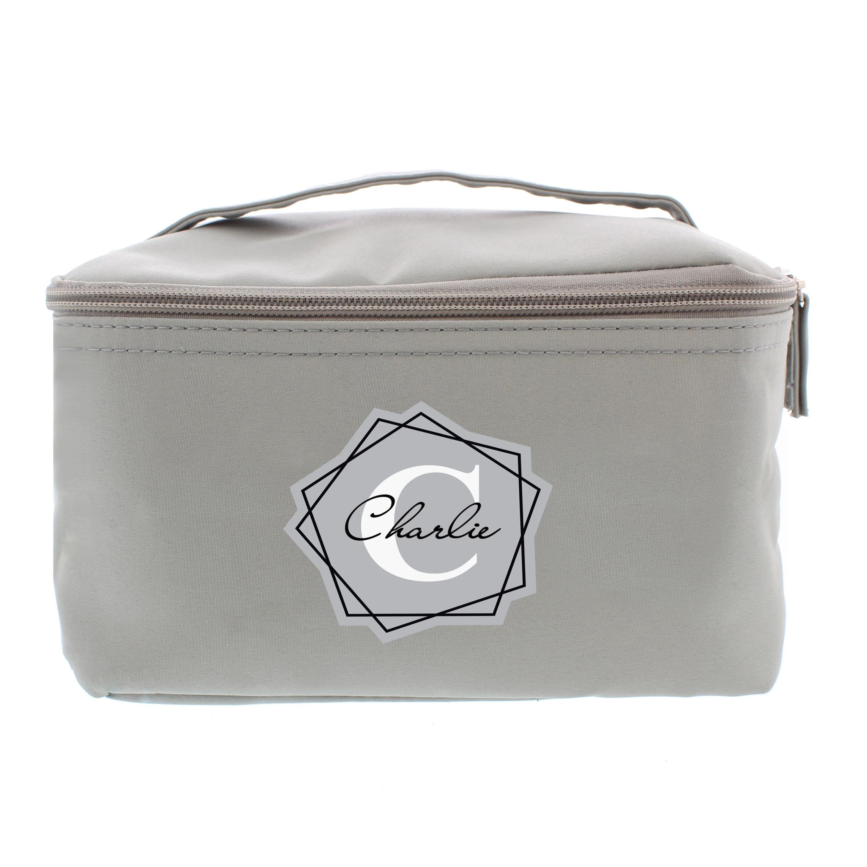 Personalised Geometric Initial Grey Toiletry Bag - Image 2