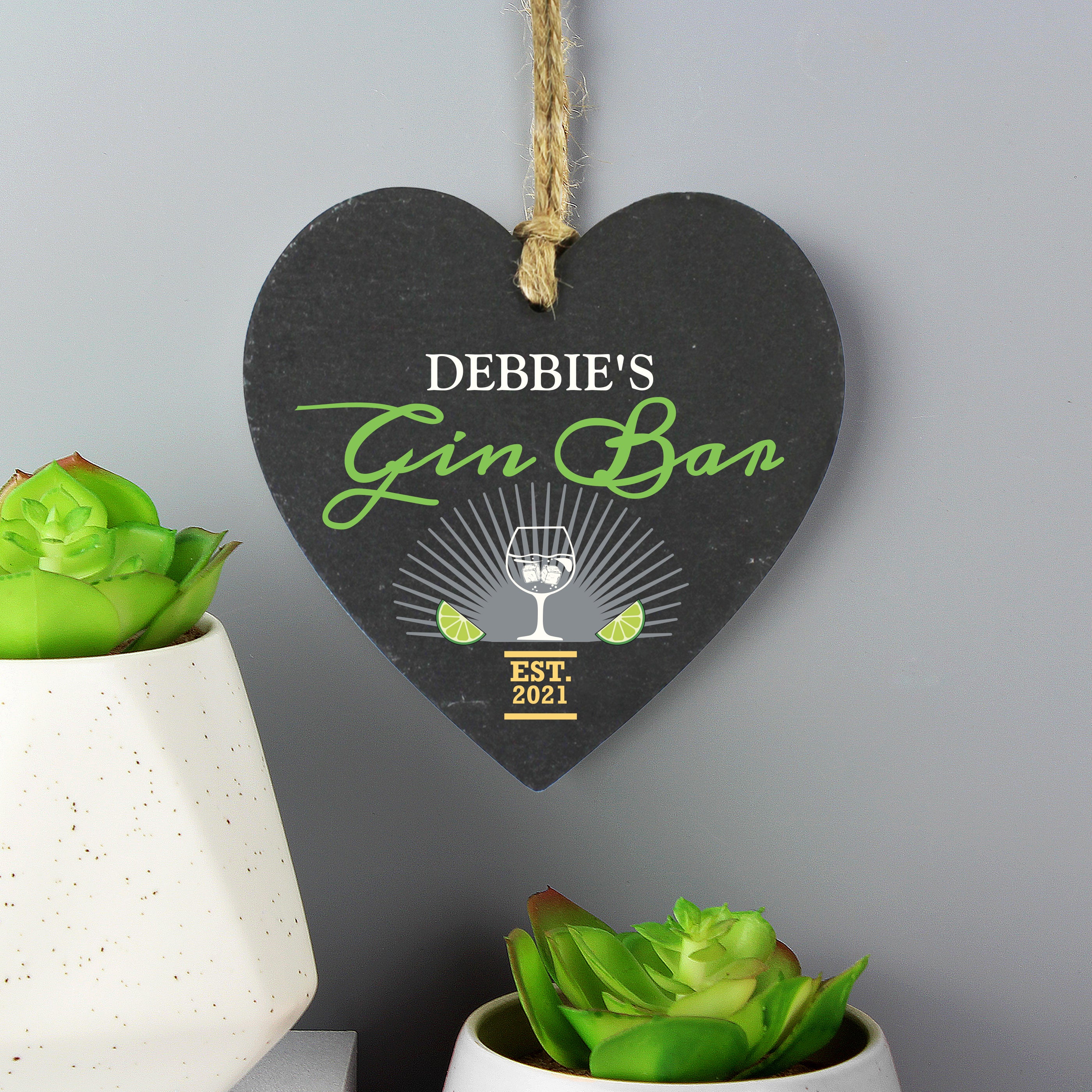 Personalised Gin Bar Slate Heart Decoration - Image 3