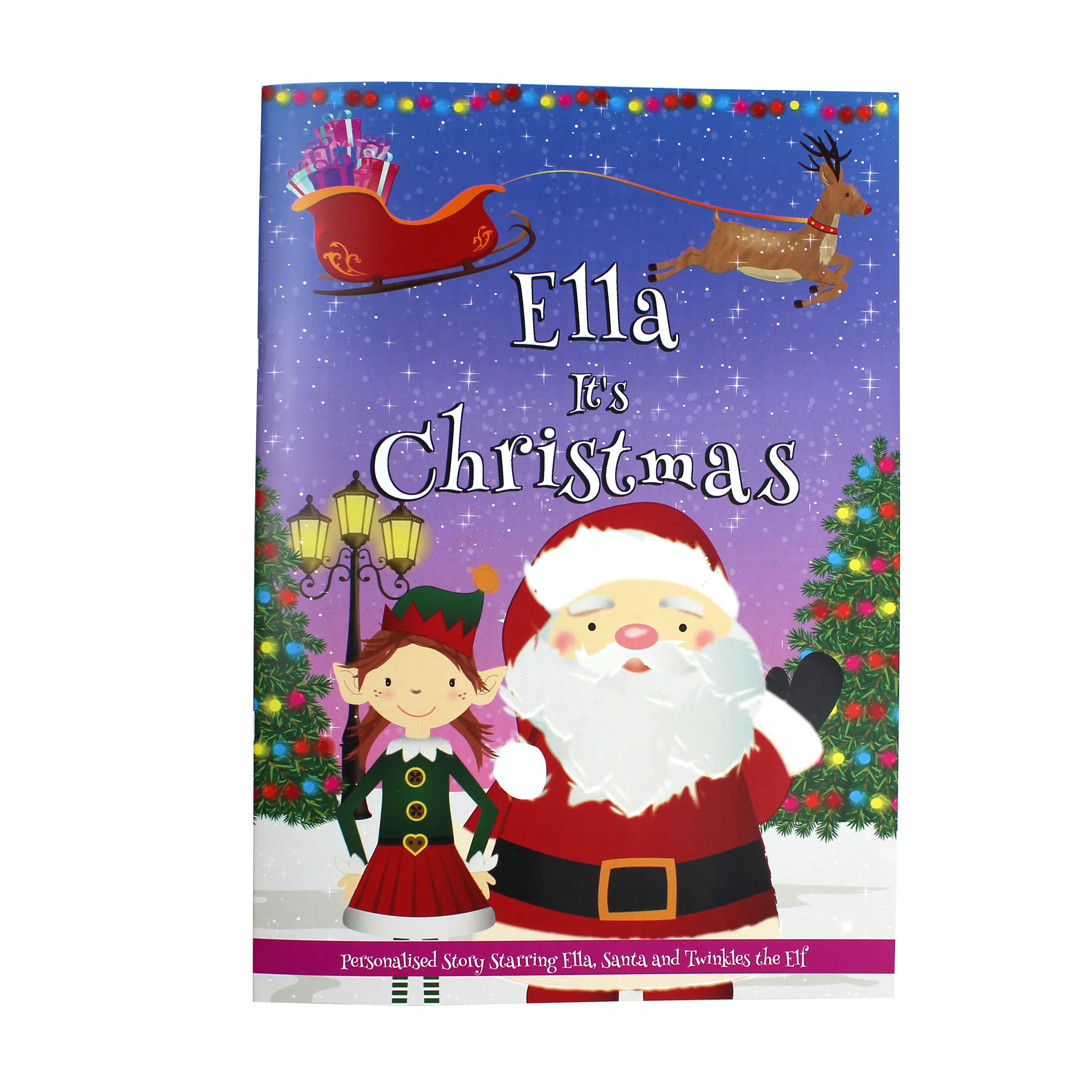 Personalised Girls ""It's Christmas"" Story Book, Featuring Santa and his Elf Twinkles - Image 2