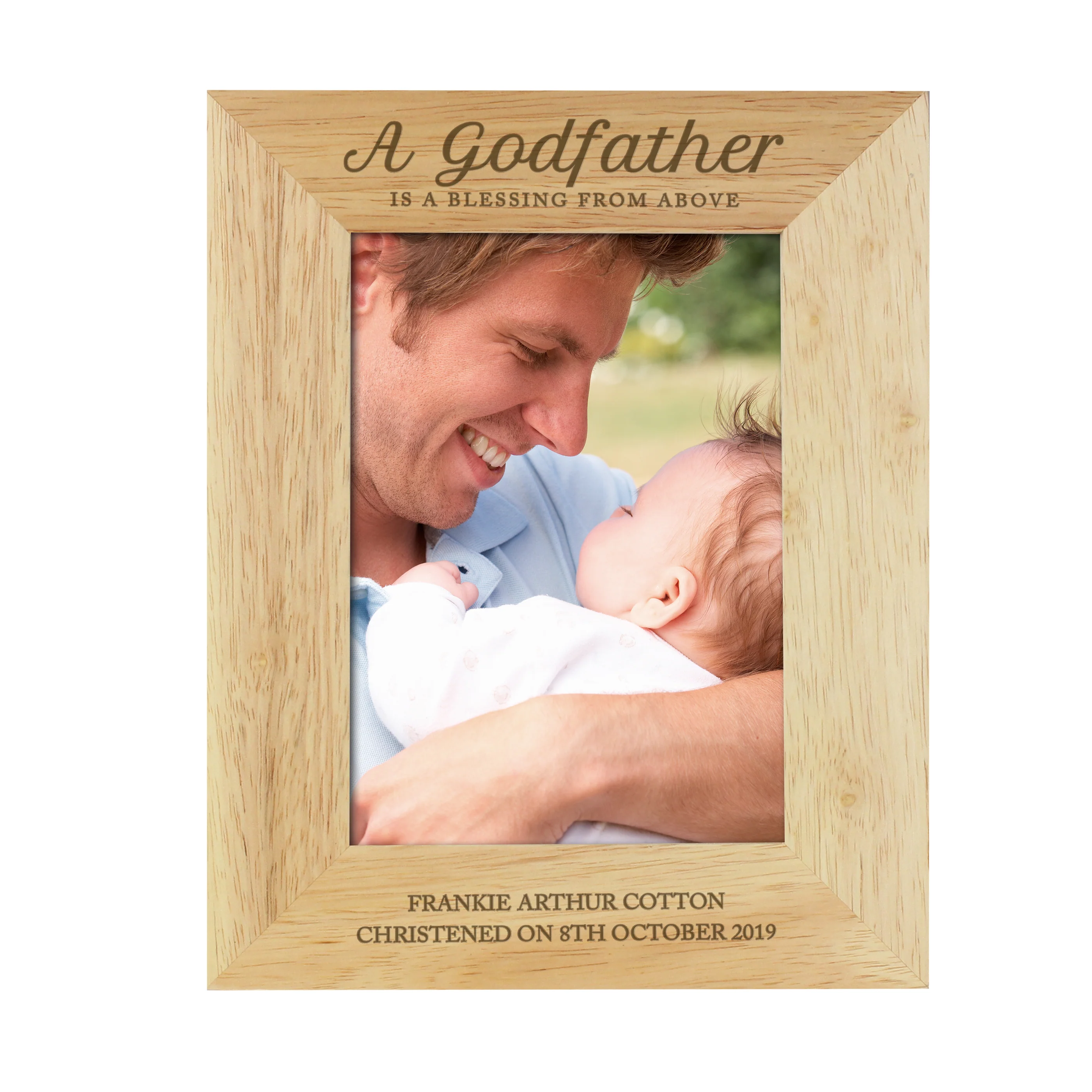 Personalised Godfather 5x7 Oak Finish Photo Frame - Image 2