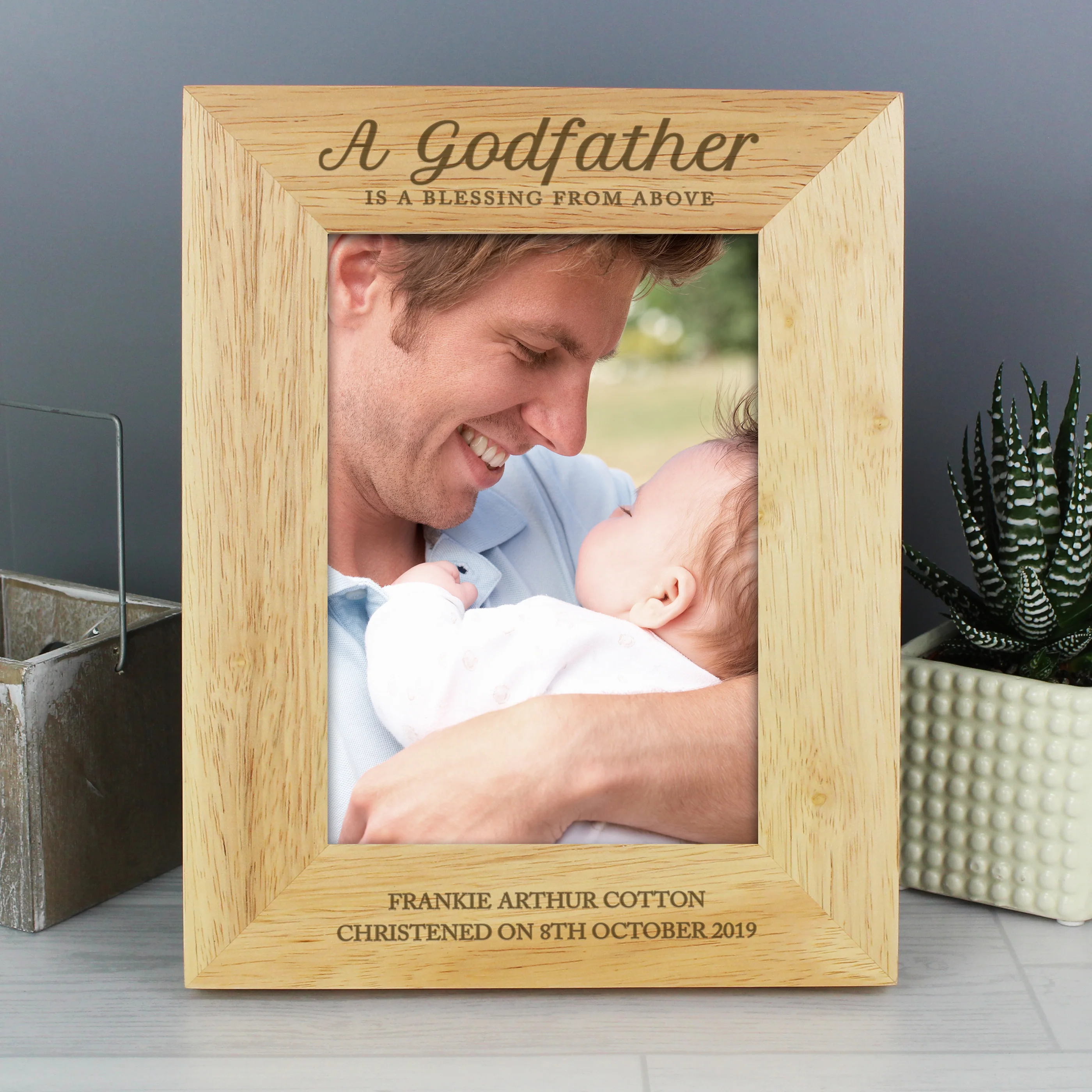 Personalised Godfather 5x7 Oak Finish Photo Frame - Image 5