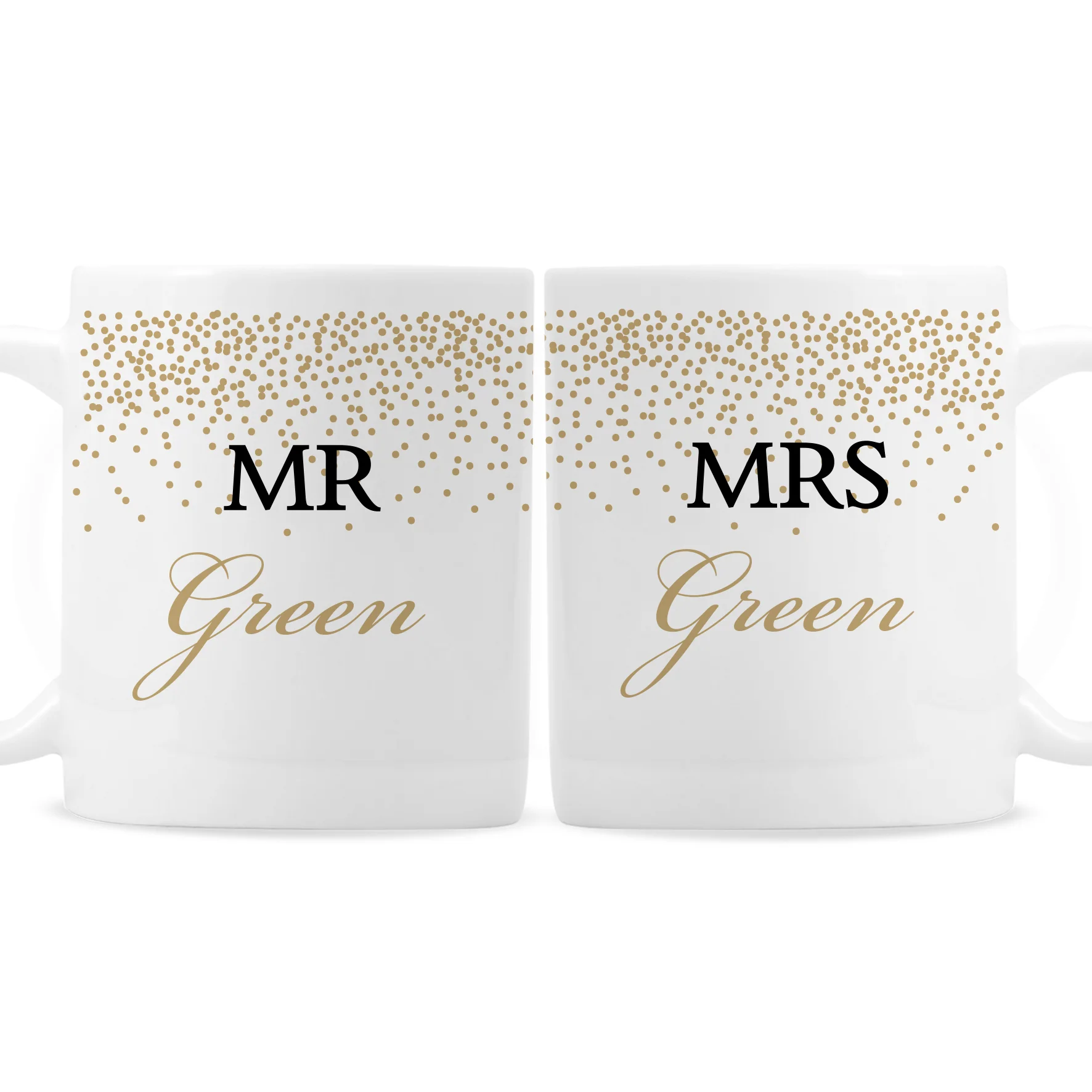 Personalised Gold Confetti Wedding Mug Set - Image 2