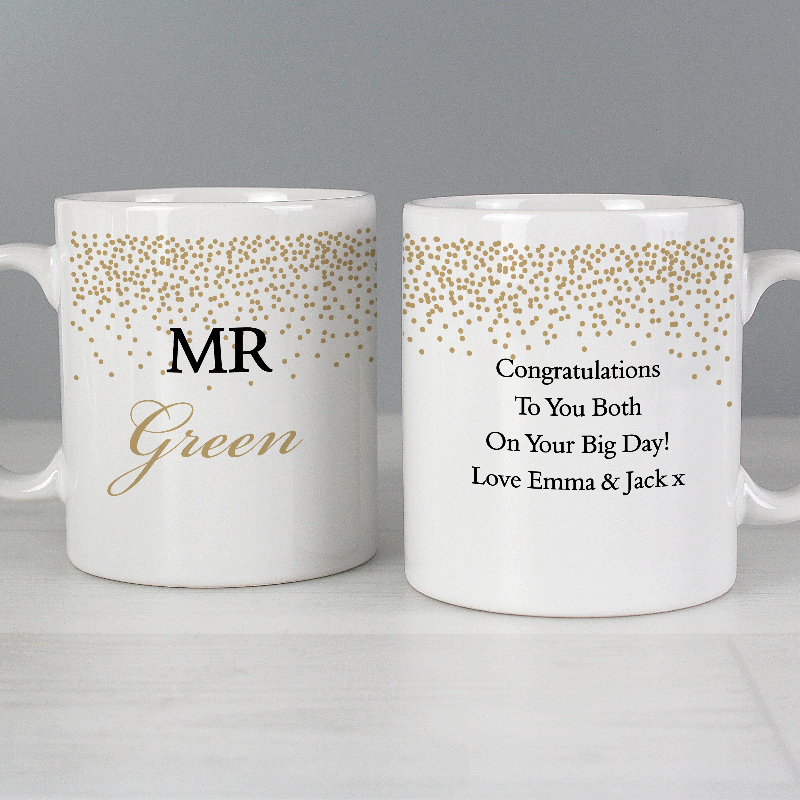 Personalised Gold Confetti Wedding Mug Set - Image 3