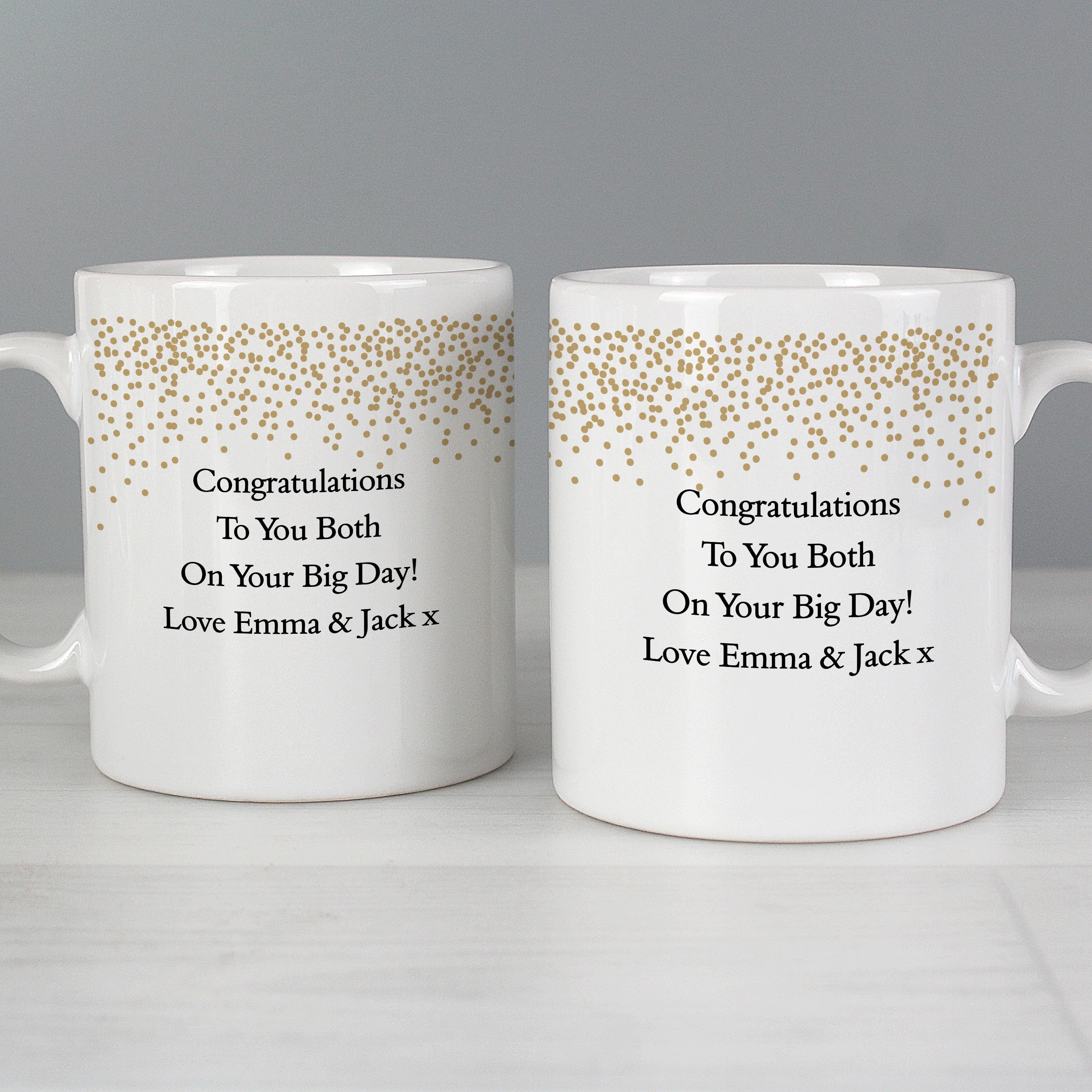 Personalised Gold Confetti Wedding Mug Set - Image 5