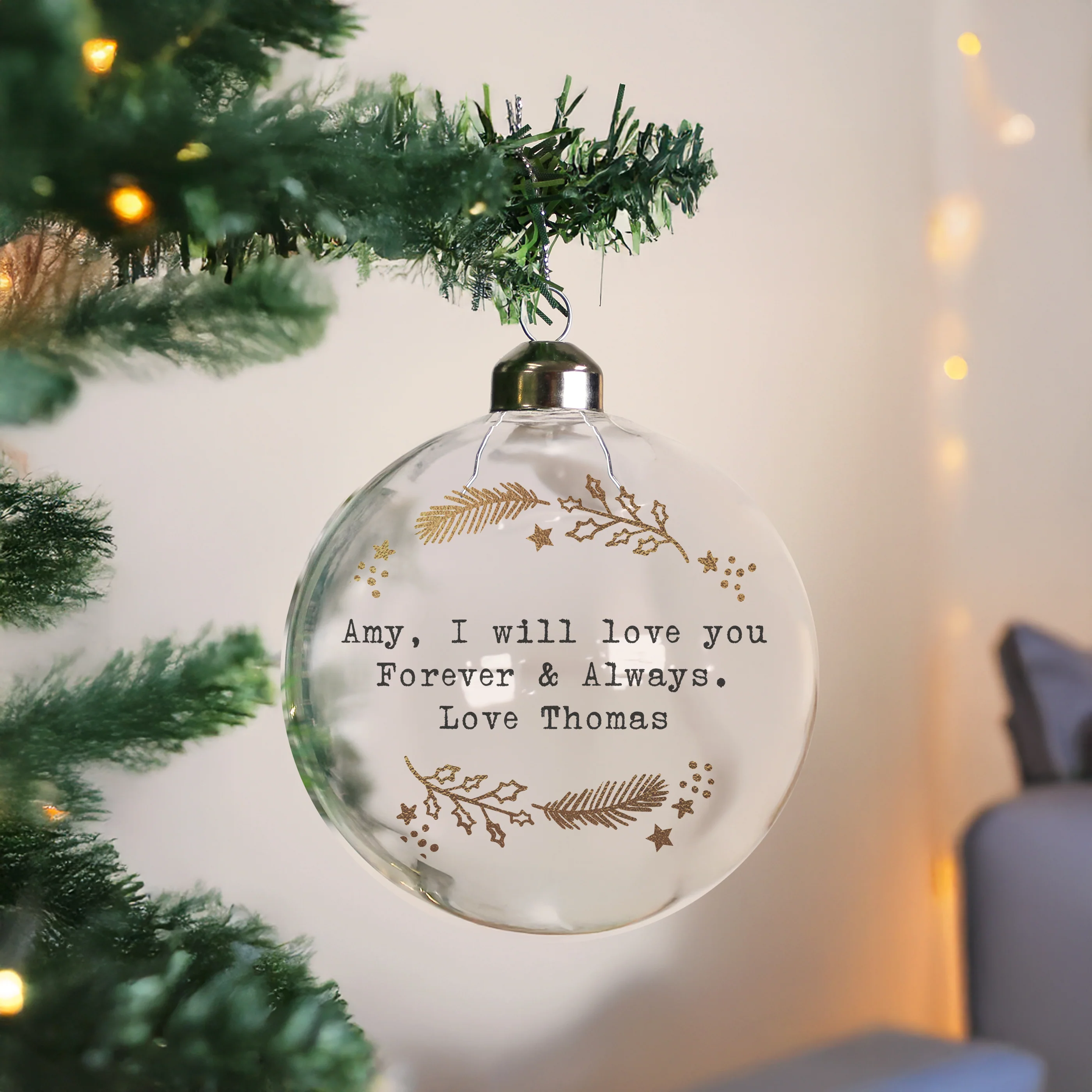 Personalised Gold Wreath Glass Bauble - Image 3