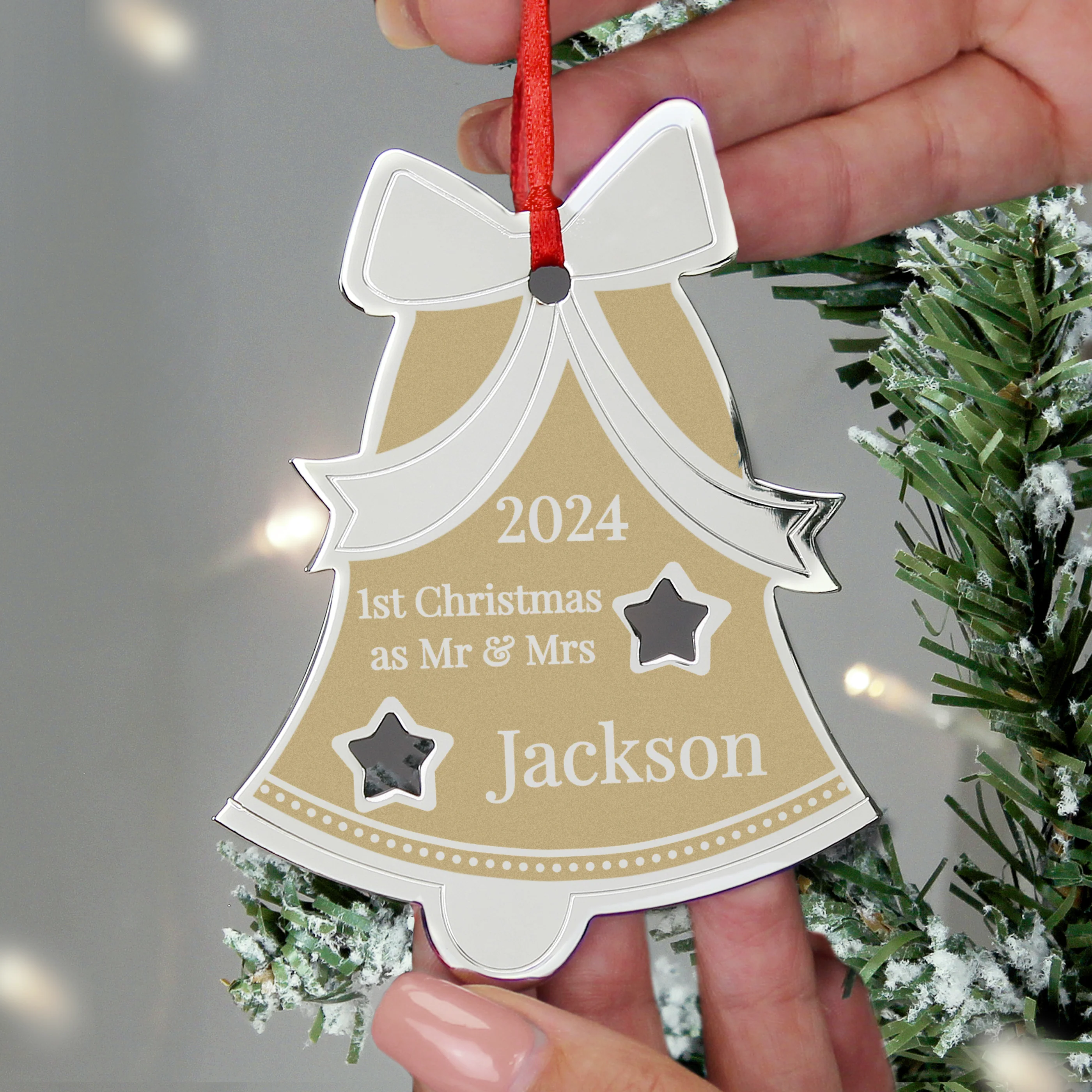 Personalised Golden Christmas Bell Decoration - Image 4