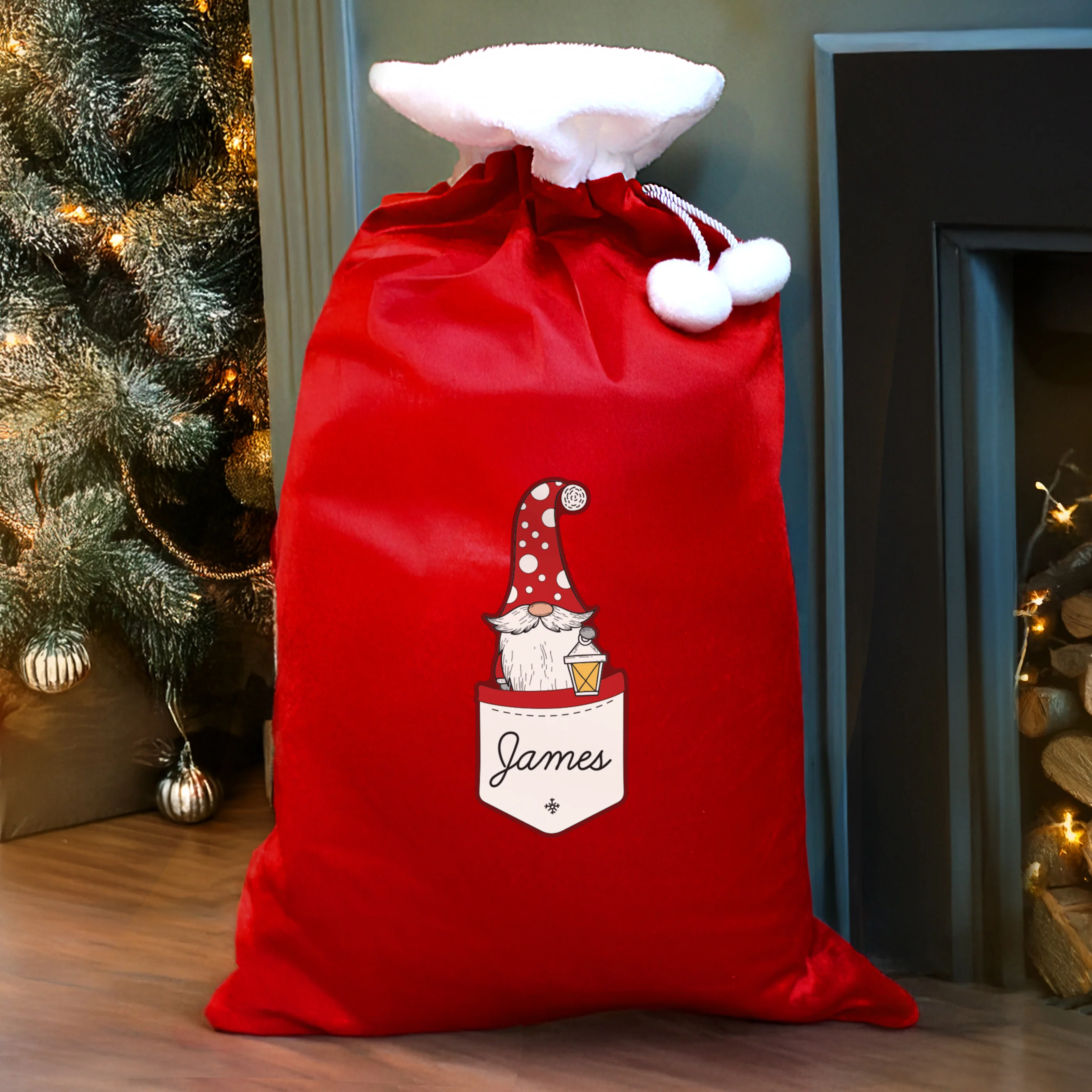 Personalised Gonk Family Red Christmas Sack - Male - Image 2