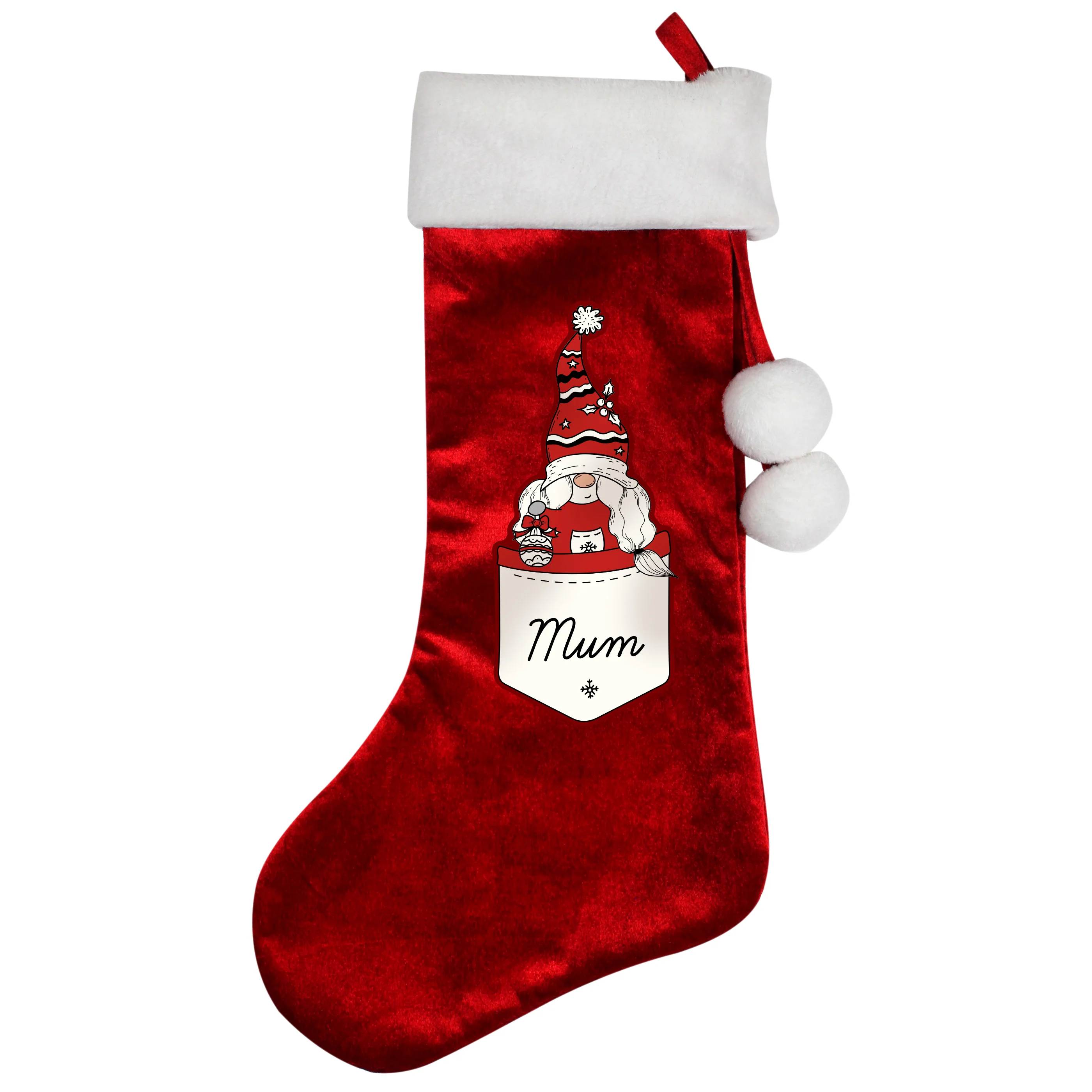 Personalised Gonk Family Red Christmas Stocking- Female - Image 5
