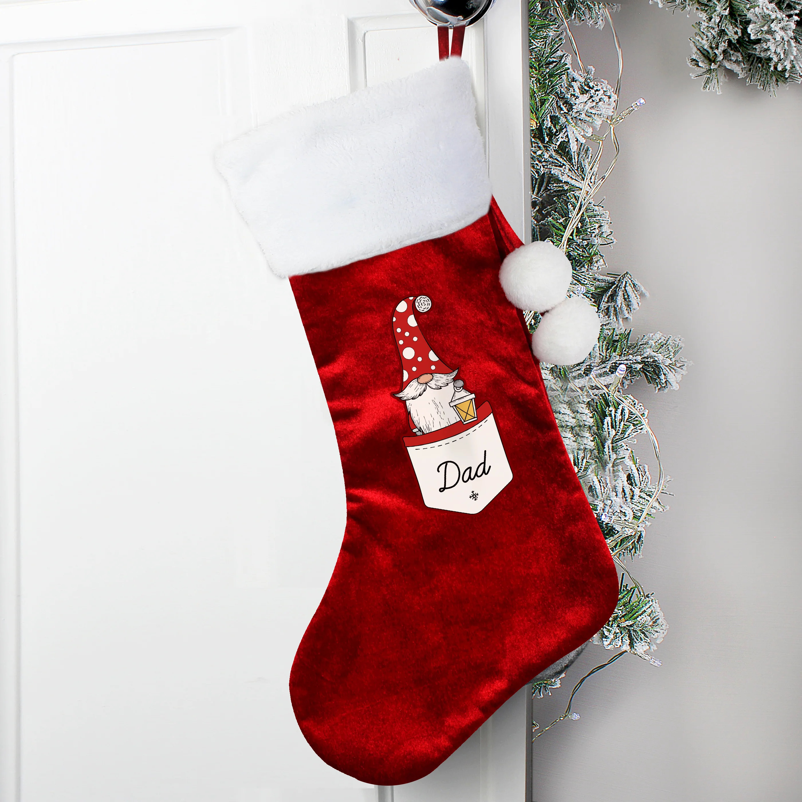 Personalised Gonk Family Red Christmas Stocking- Male