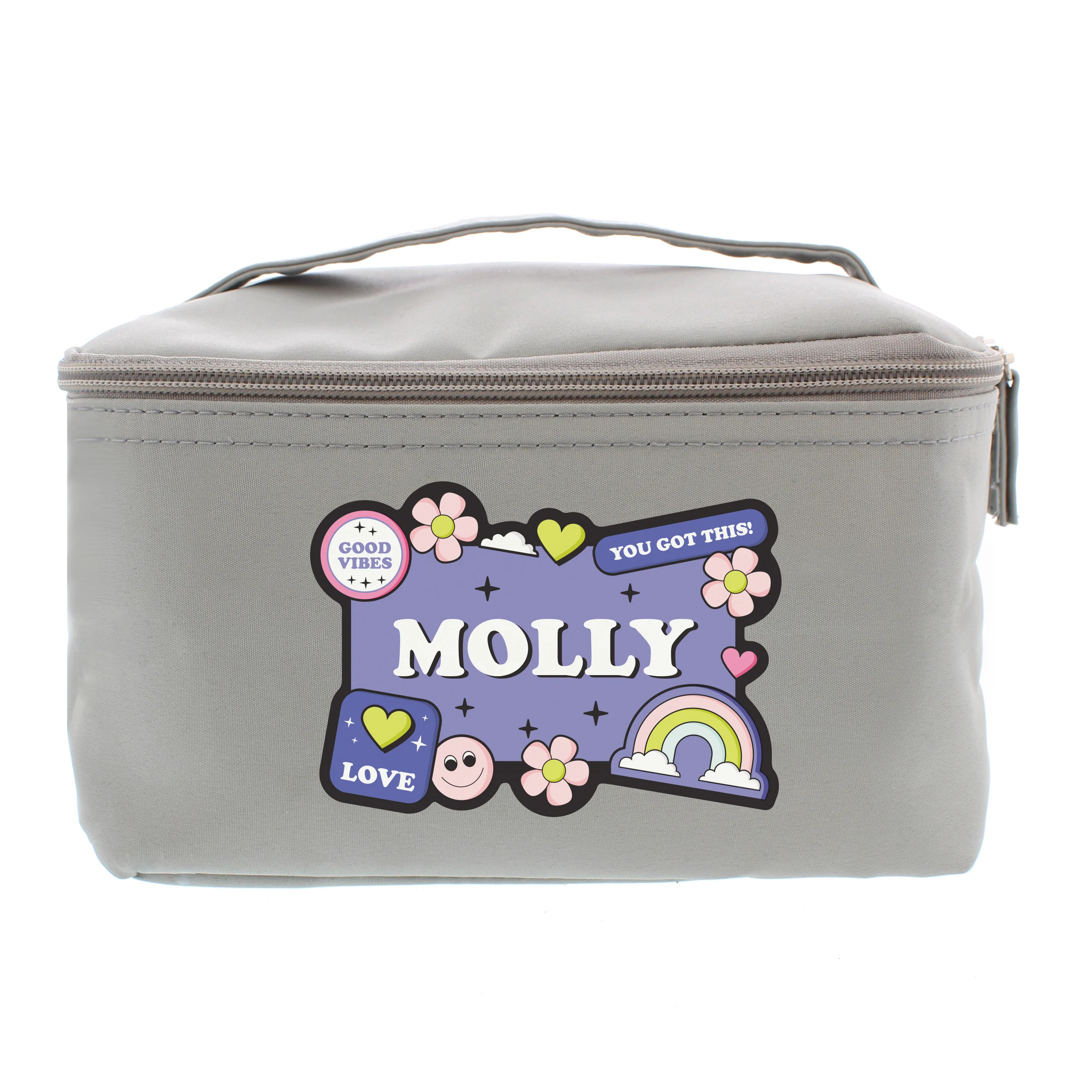 Personalised Good Vibes Grey Toiletry Bag - Image 5