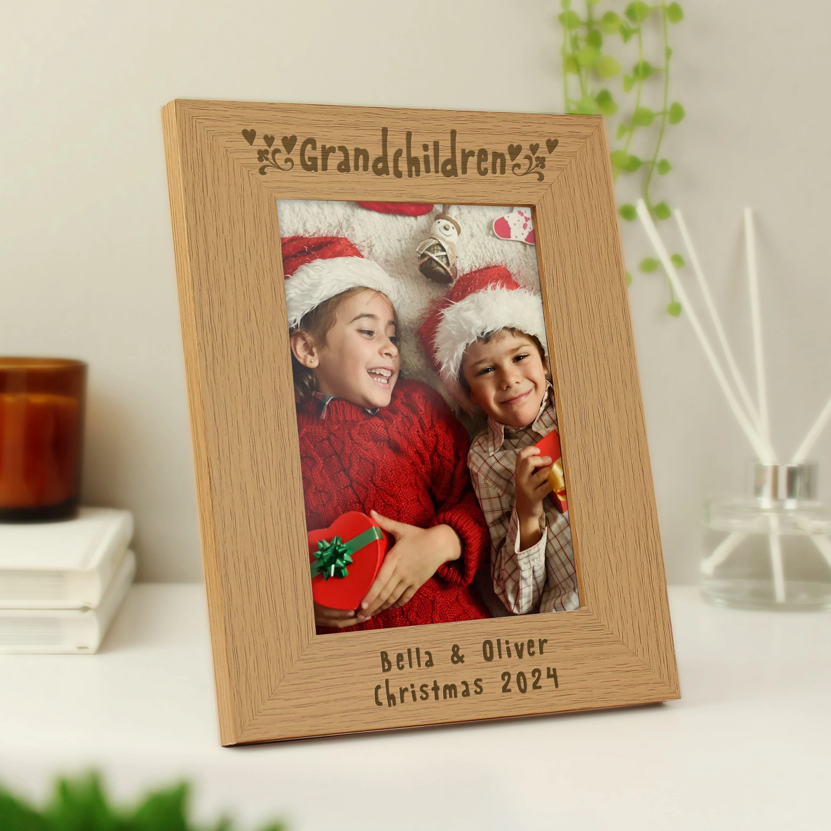 Personalised Grandchildren 5x7 Oak Finish Photo Frame - Image 3