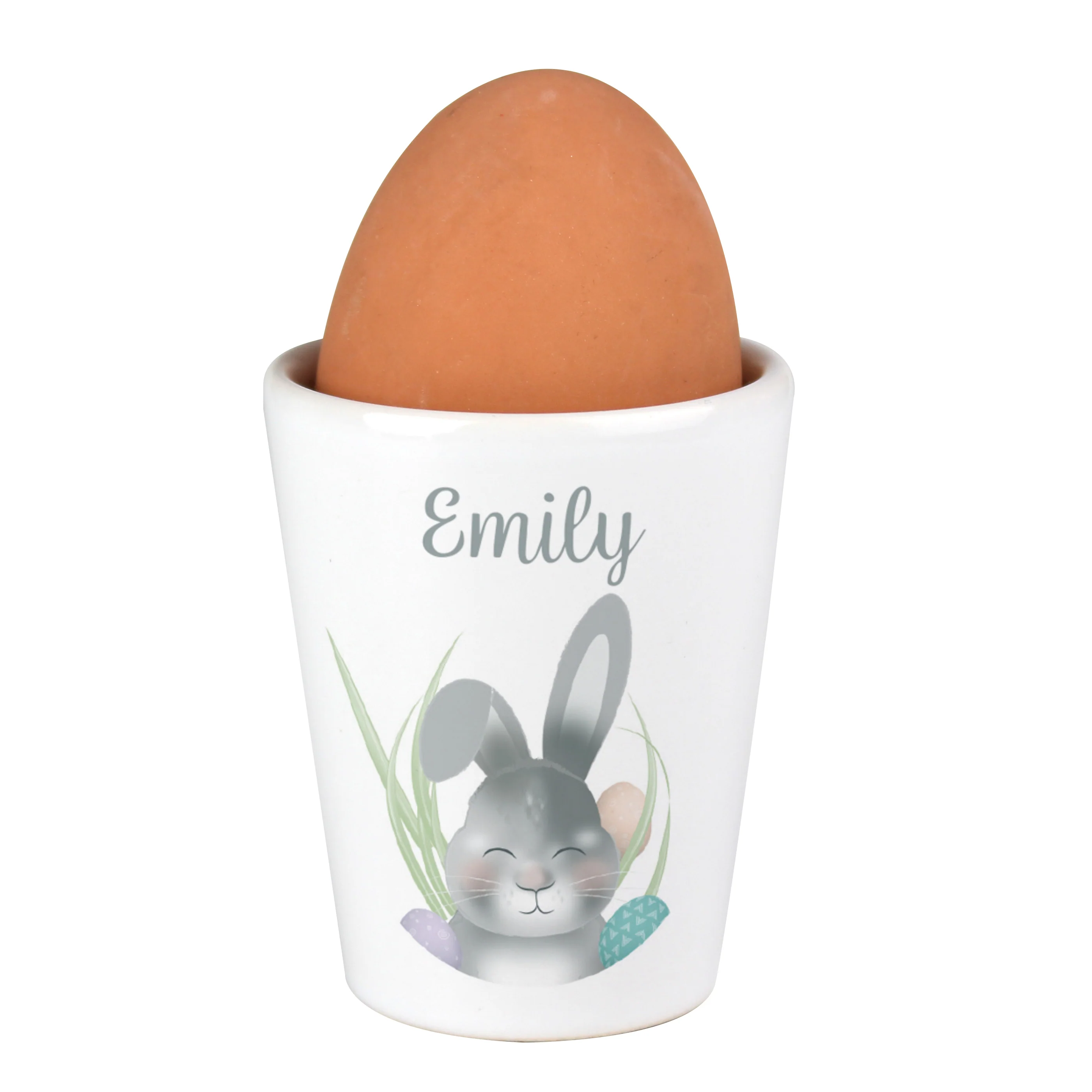Personalised Grey Easter Bunny Egg Cup - Image 2