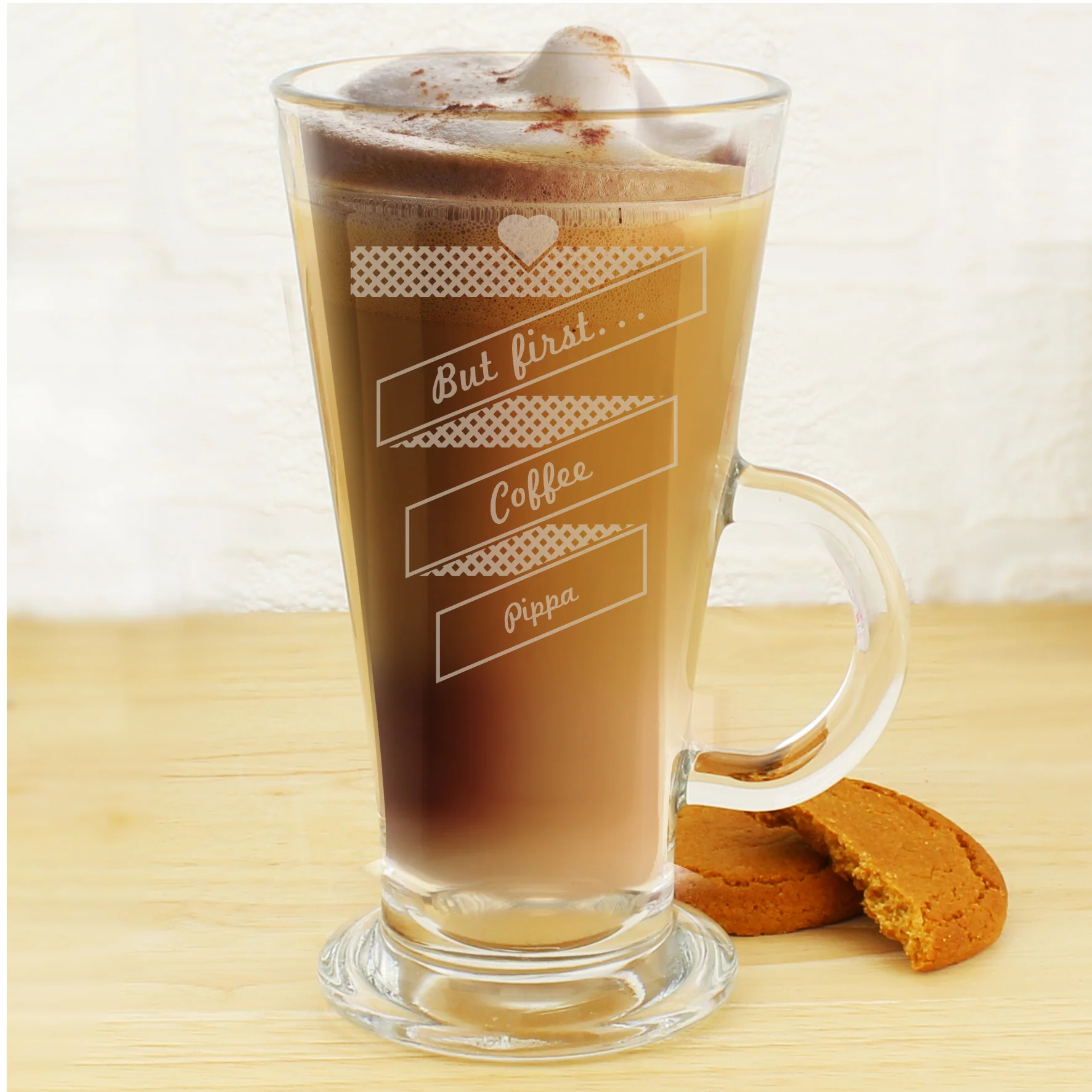 Personalised Heart Banner Latte Glass - Image 4