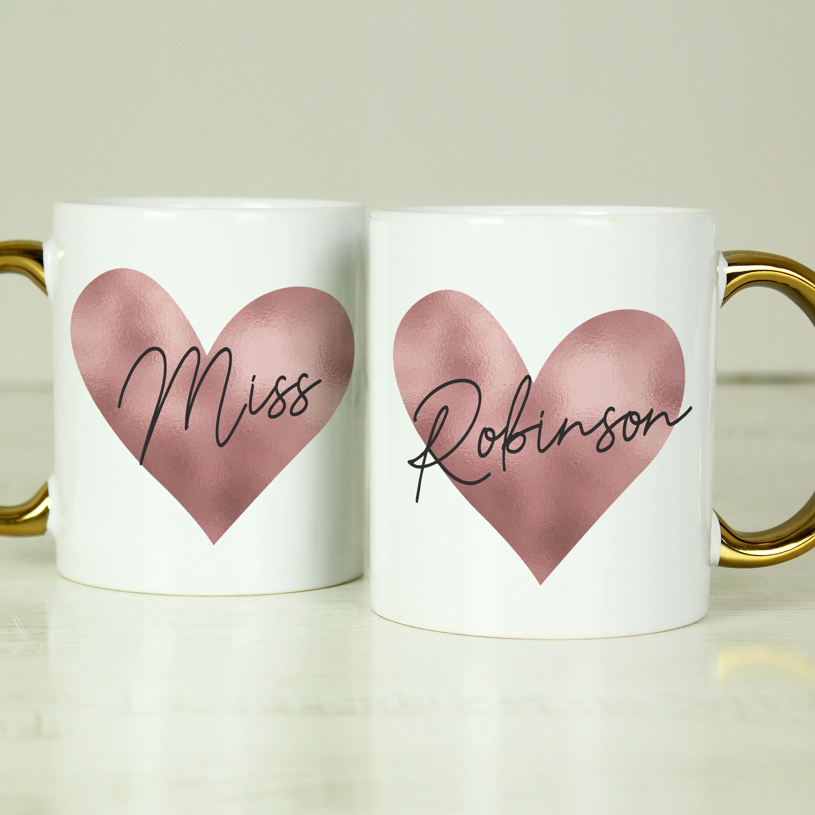 Personalised Heart Gold Handled Mug - Image 4