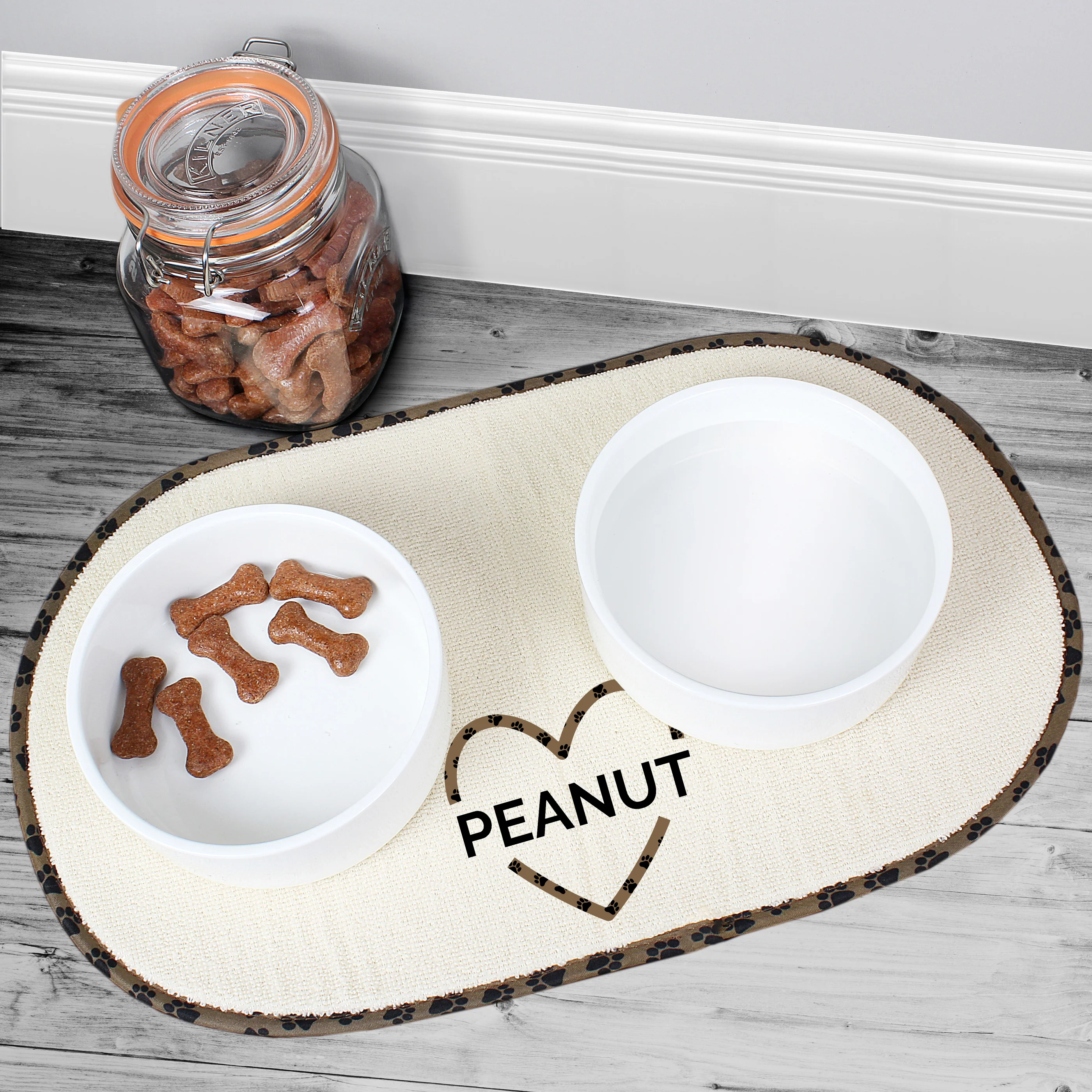Personalised Heart Microfibre Pet Bowl Mat - Image 4