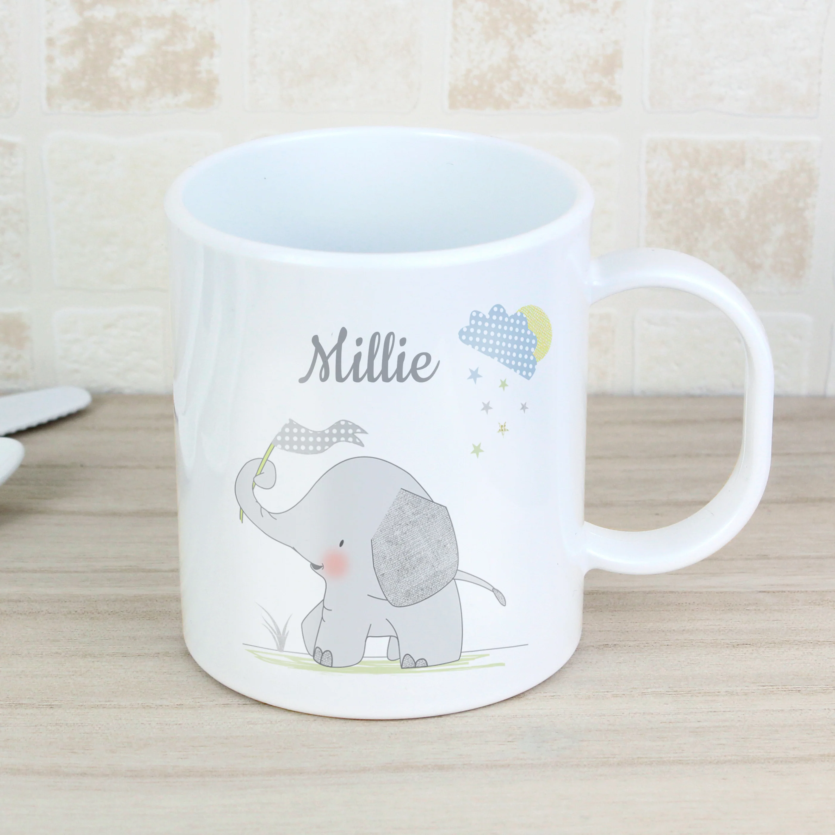 Personalised Hessian Elephant Plastic Mug - Image 3
