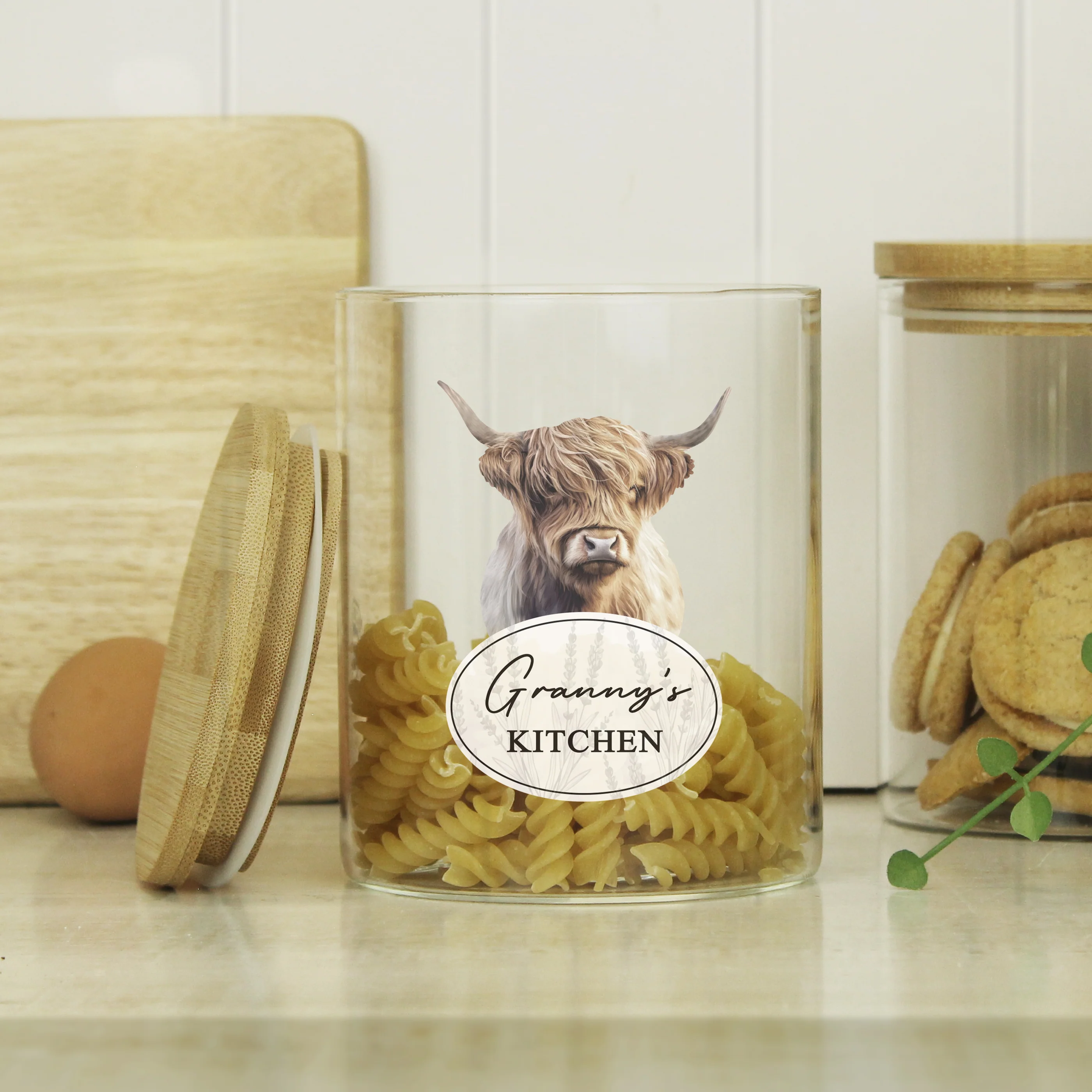 Personalised Highland Cow Glass Storage Jar - Image 3