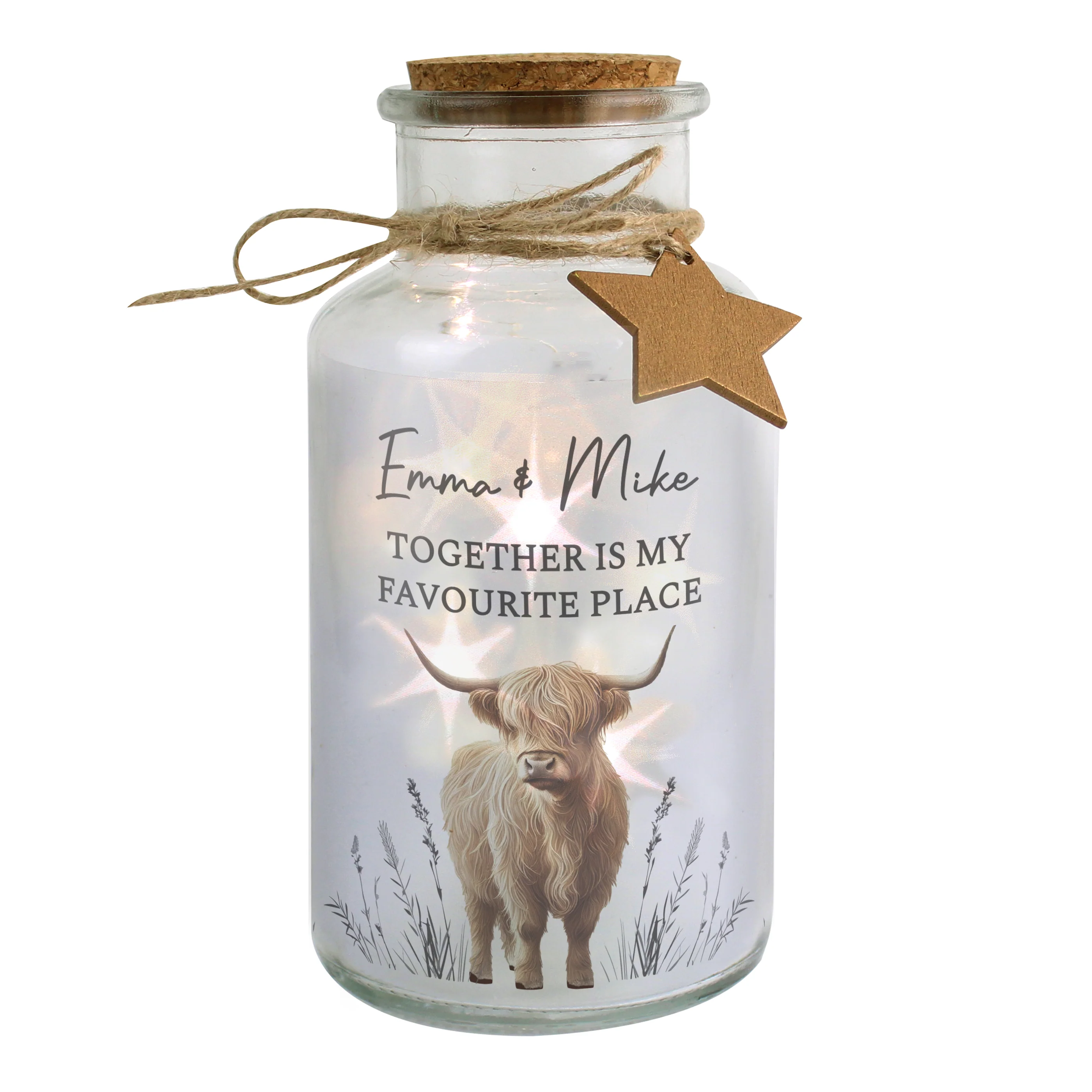 Personalised Highland Cow LED Light Up Jar - Image 5