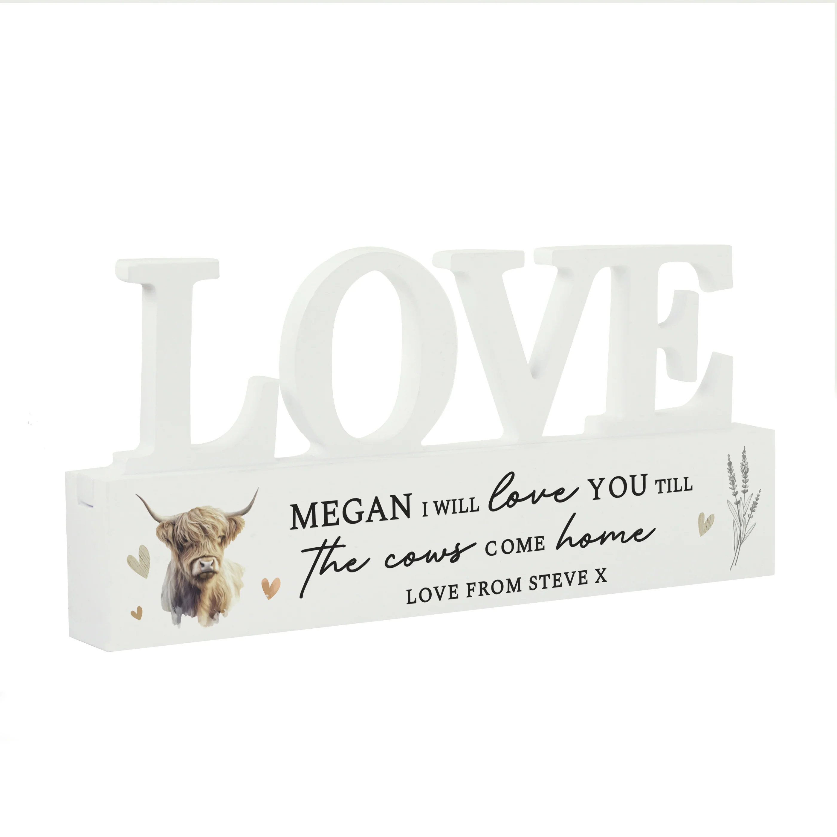 Personalised Highland Cow LOVE Wooden Ornament - Image 6