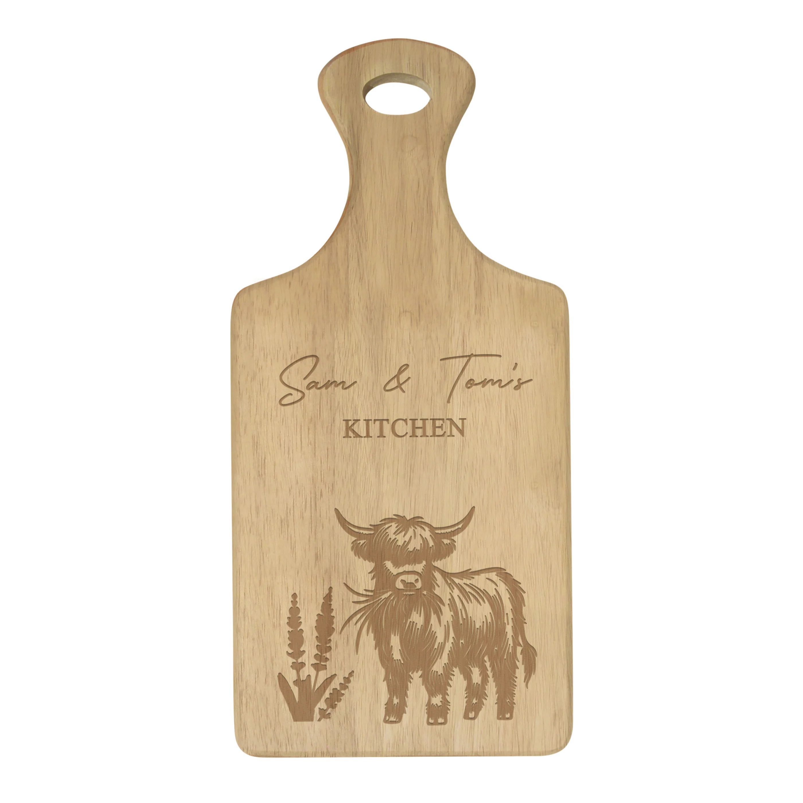 Personalised Highland Cow Paddle Chopping Board - Image 5