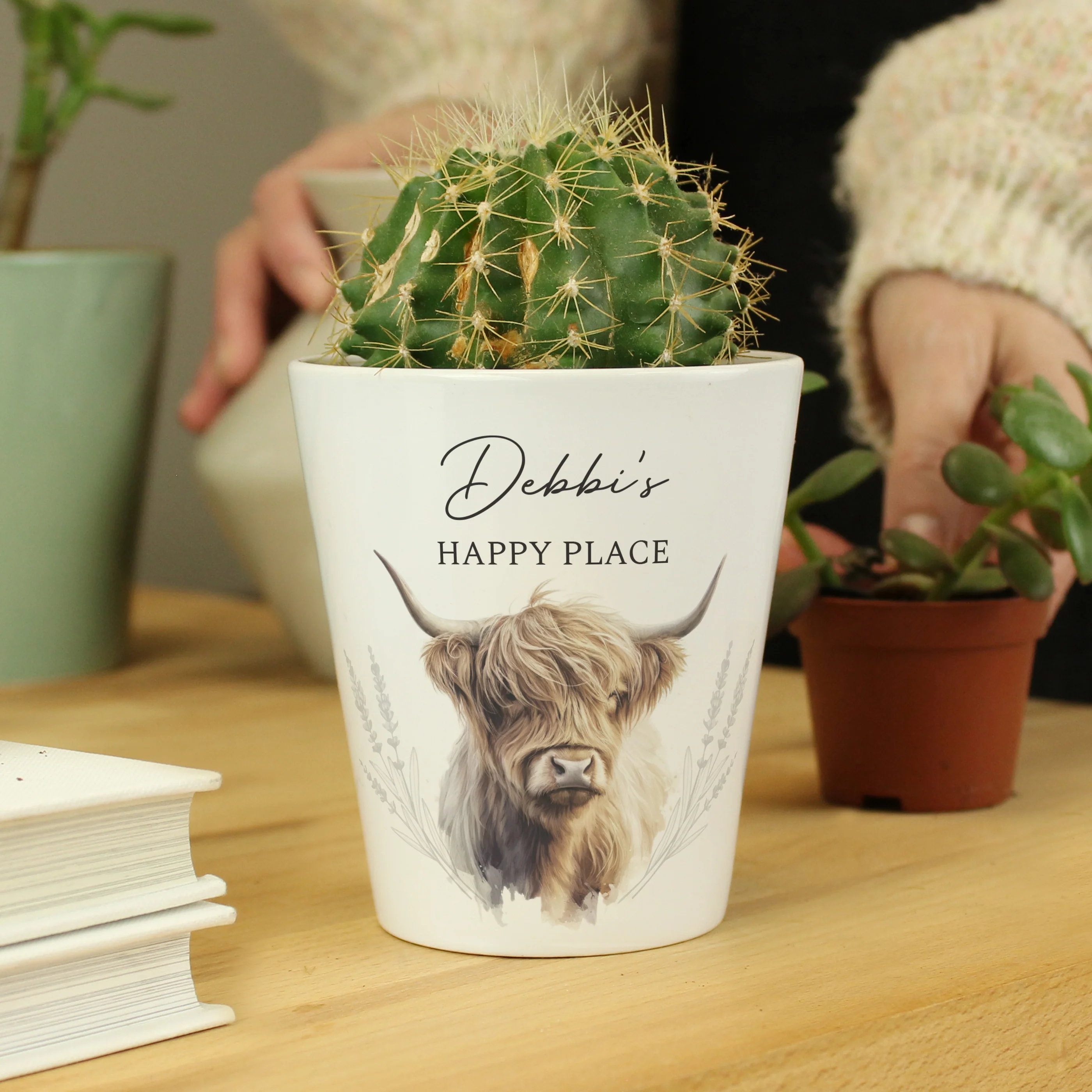 Personalised Highland Cow Plant Pot - Image 4