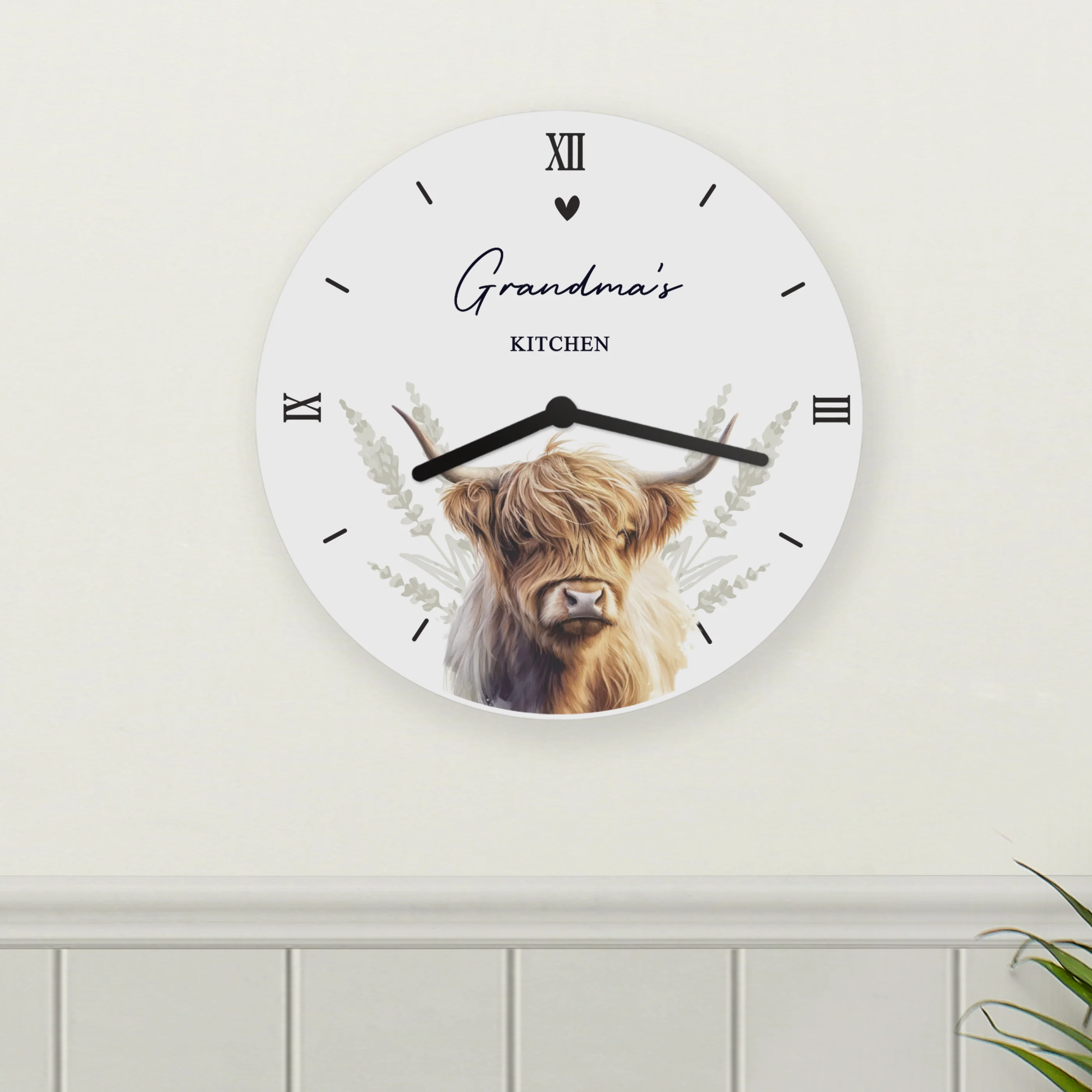 Personalised Highland Cow Wooden Clock - Image 4