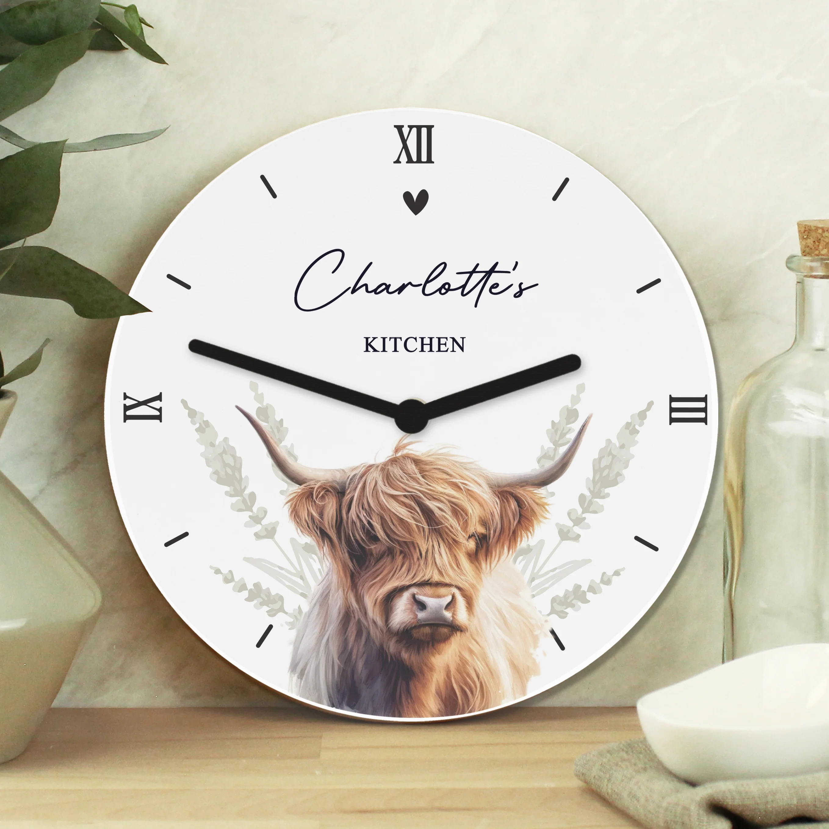 Personalised Highland Cow Wooden Clock - Image 5