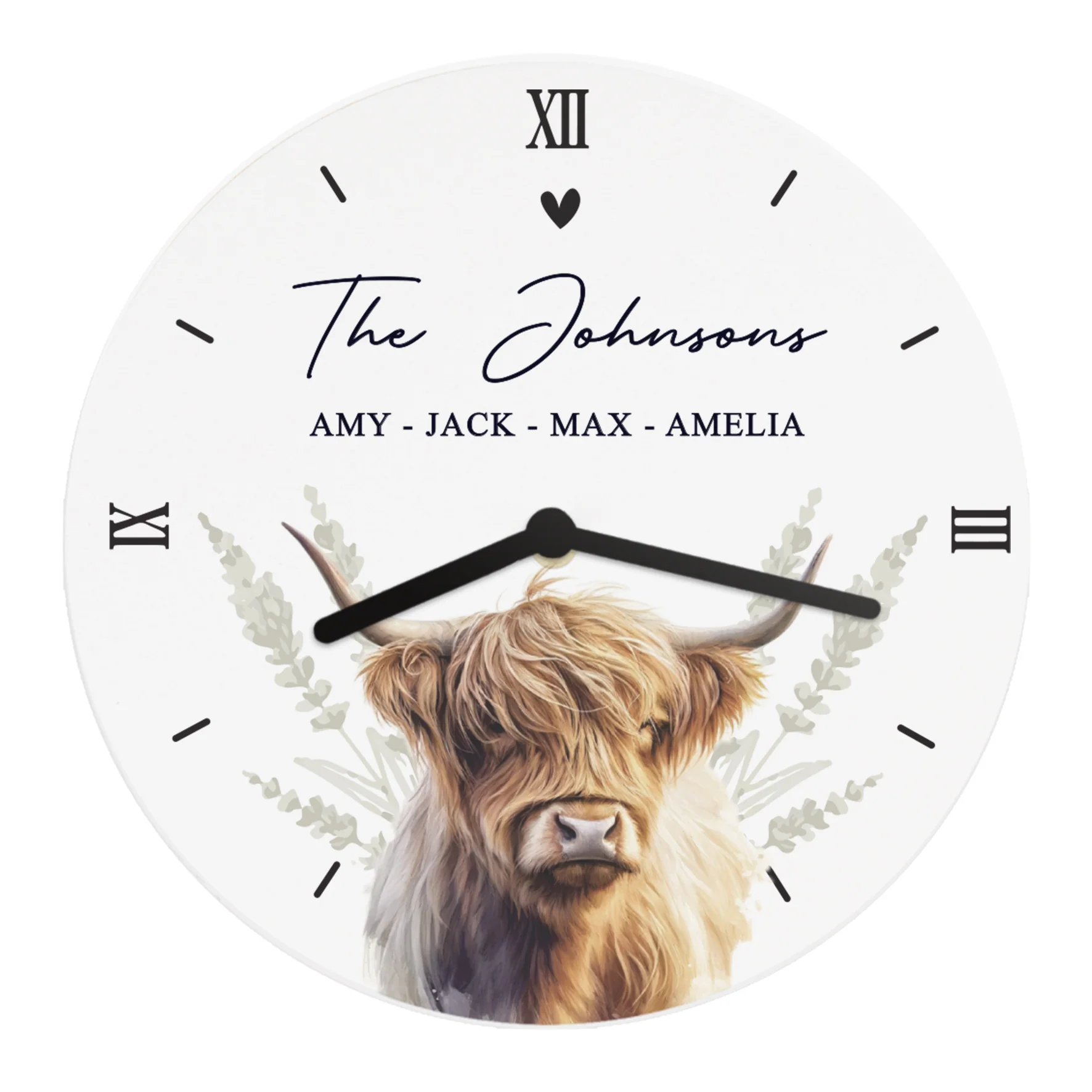 Personalised Highland Cow Wooden Clock - Image 6