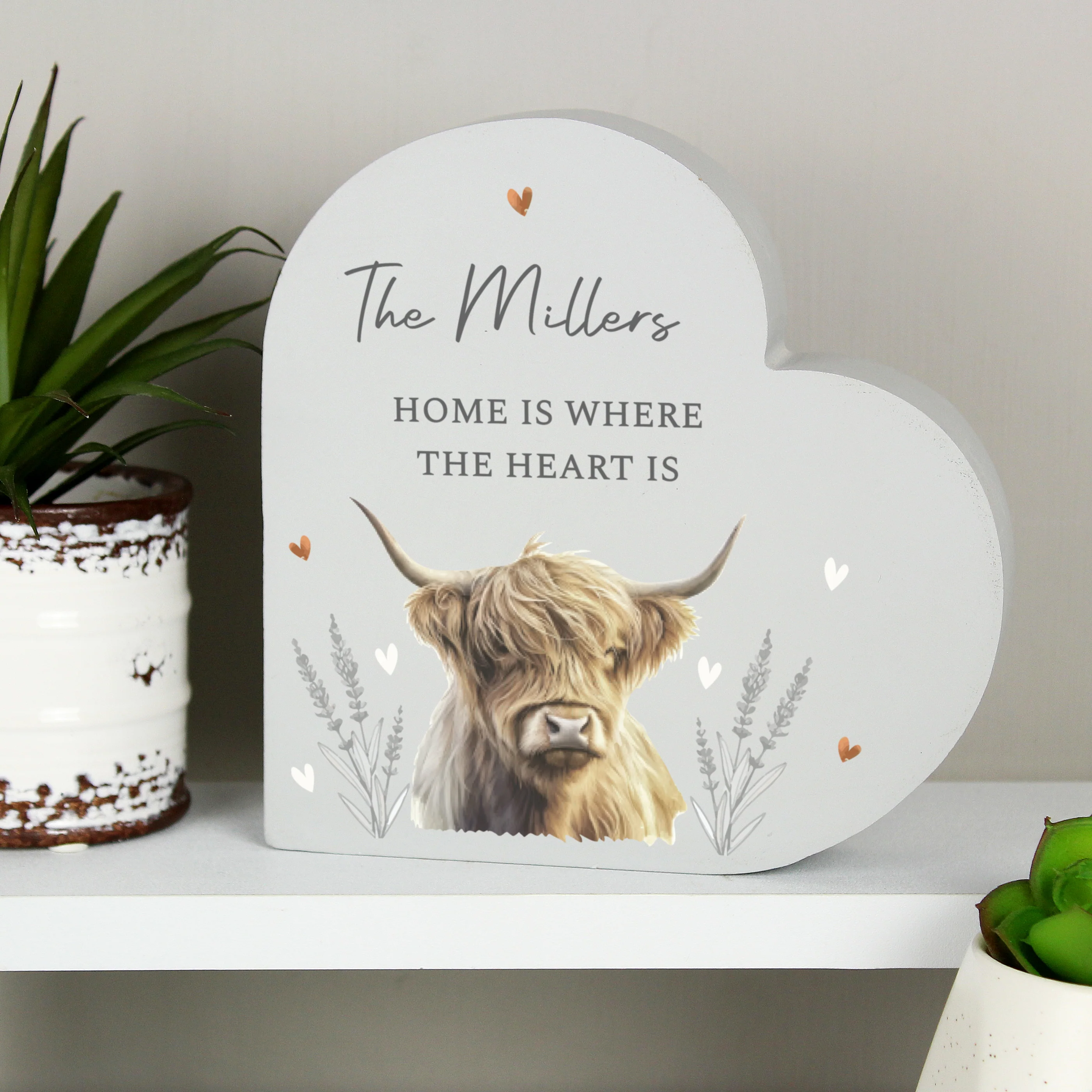 Personalised Highland Wooden Heart Ornament - Image 2