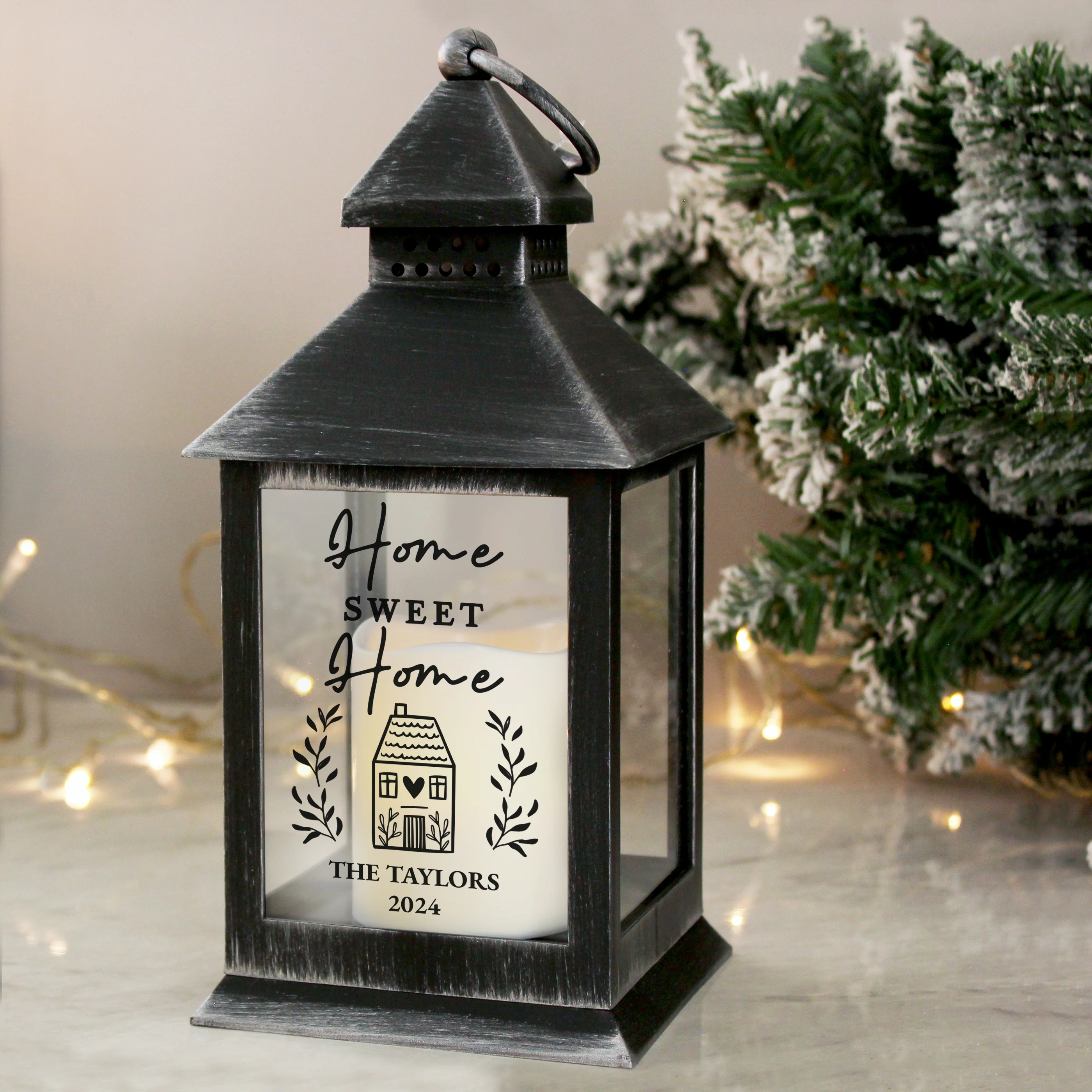 Personalised Home Black LED Lantern - Image 2