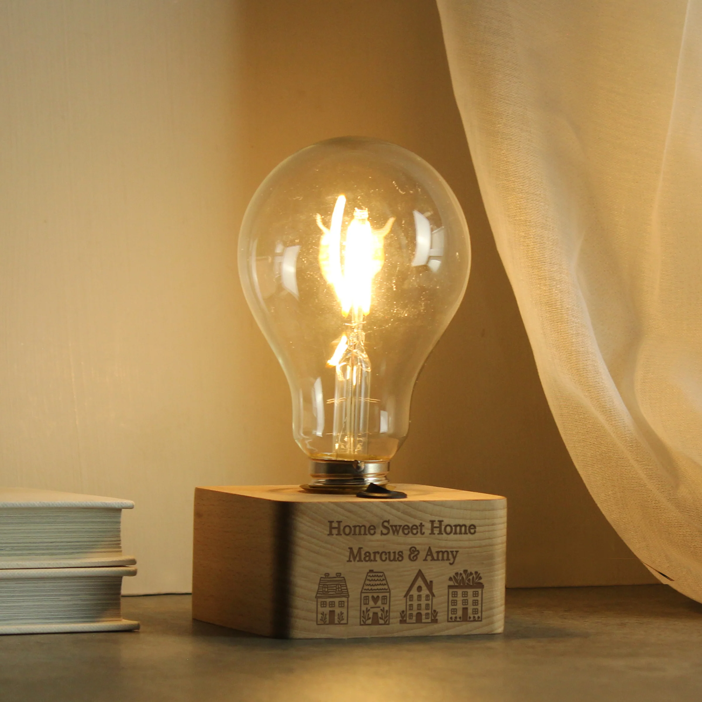 Personalised Home Wooden Bulb Light - Image 2